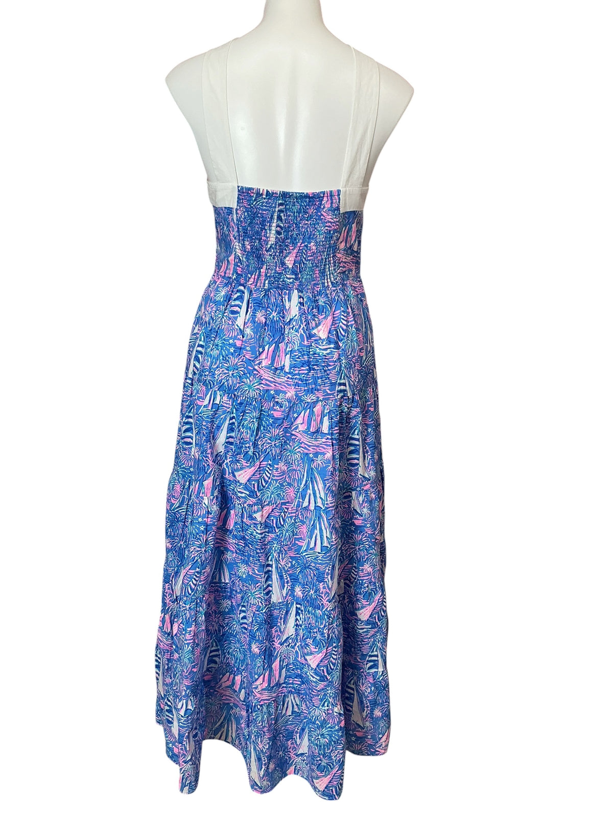 Lilly Pulitzer Jenette Cotton Halter Maxi Dress Boca Blue It’s A Sailabration - Size 8