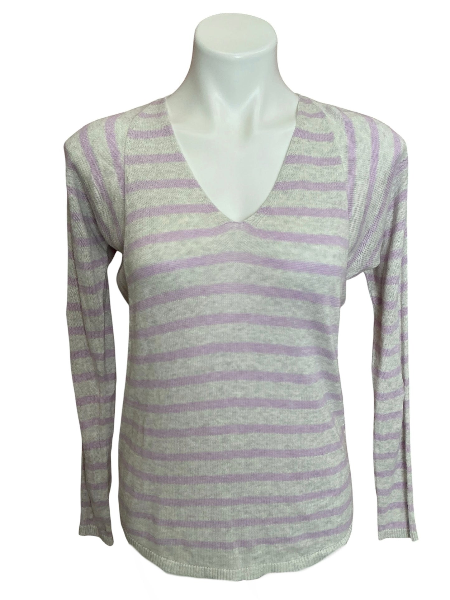 Lilly Pulitzer Stasia V Neck Sweater Heathered Lilac Verbena Serene Stripe - Size XS