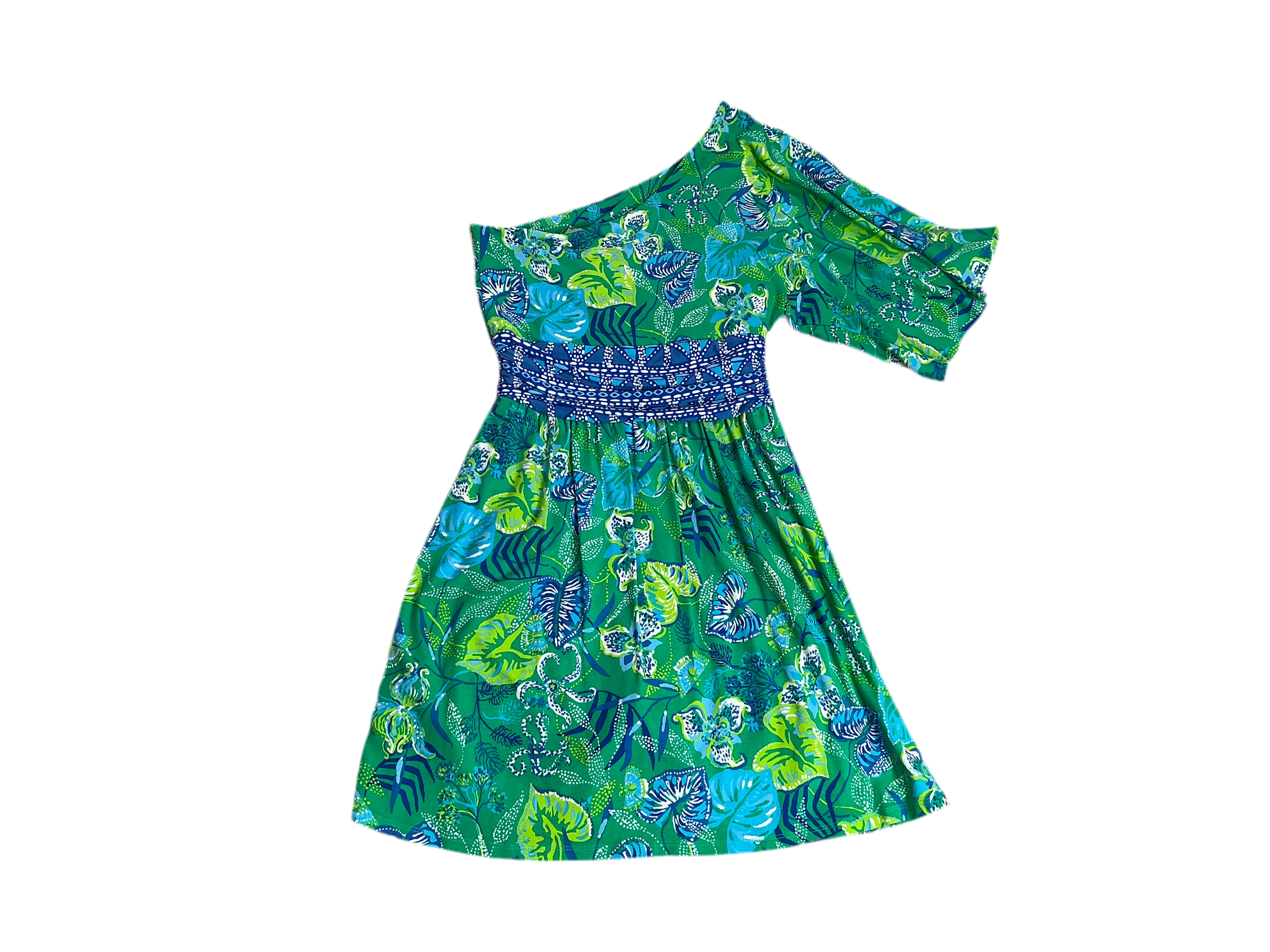 Lilly Pulitzer Niki One Shoulder - Botanical Green In A Flutter - Romper