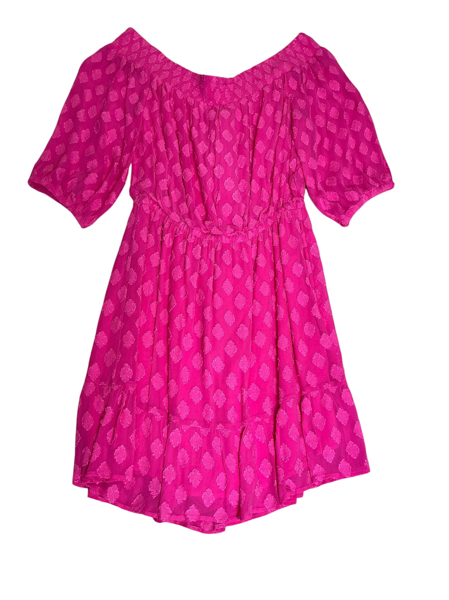 Lilly Pulitzer Rochelle Off-The-Shoulder Romper Plumeria Pink  Daiquiri Ditsy Rayon Clip - Size M