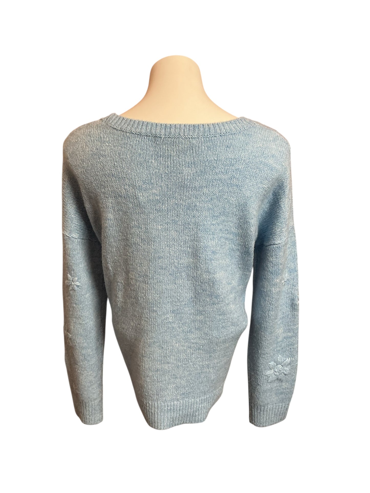 Lilly Pulitzer Elizabelle Sweater Heathered Bonaire Blue Coastal Flowers - Size L