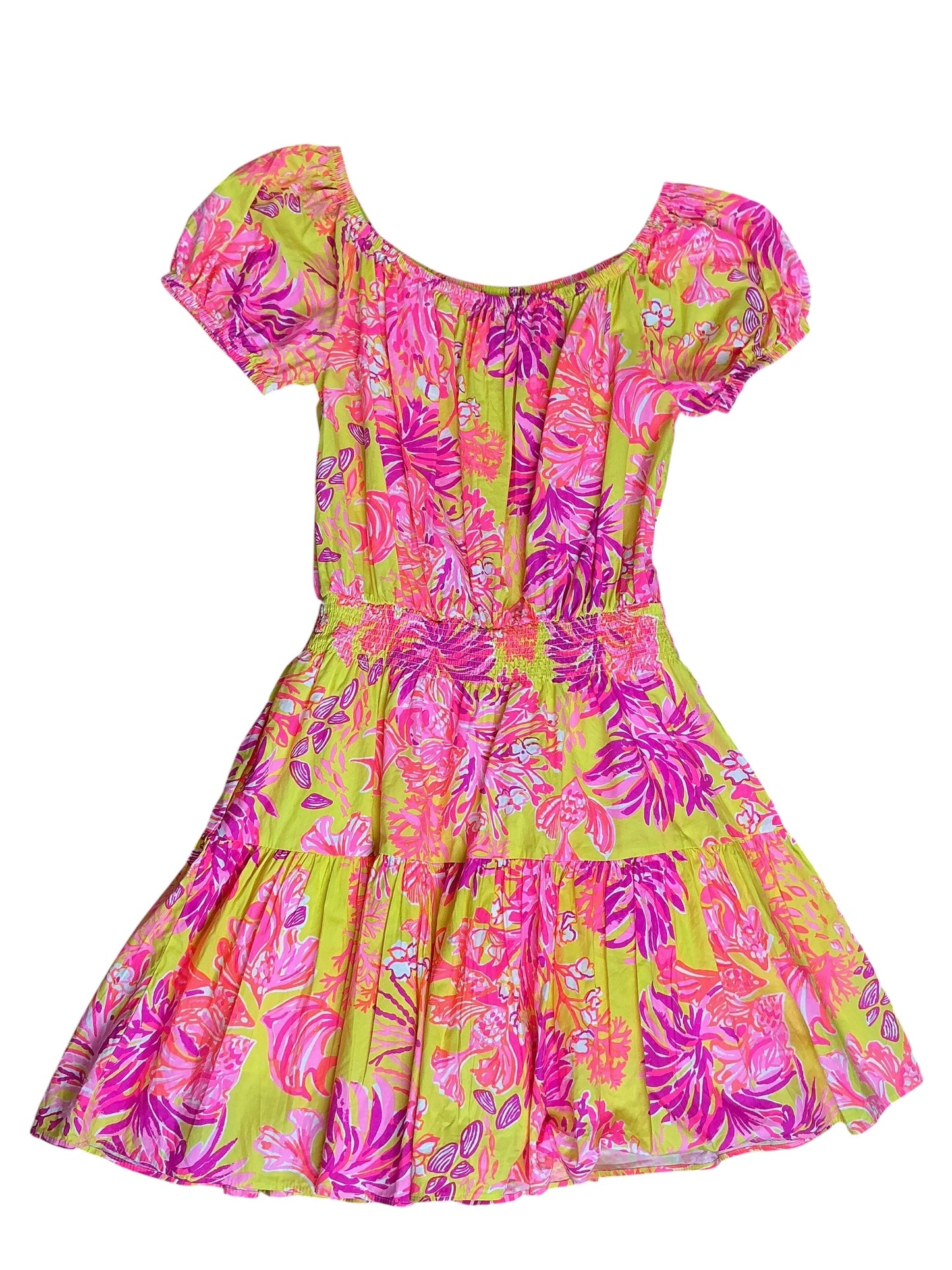 Lilly Pulitzer Jesiba Romper Calla Yellow Floral Coral - Size M