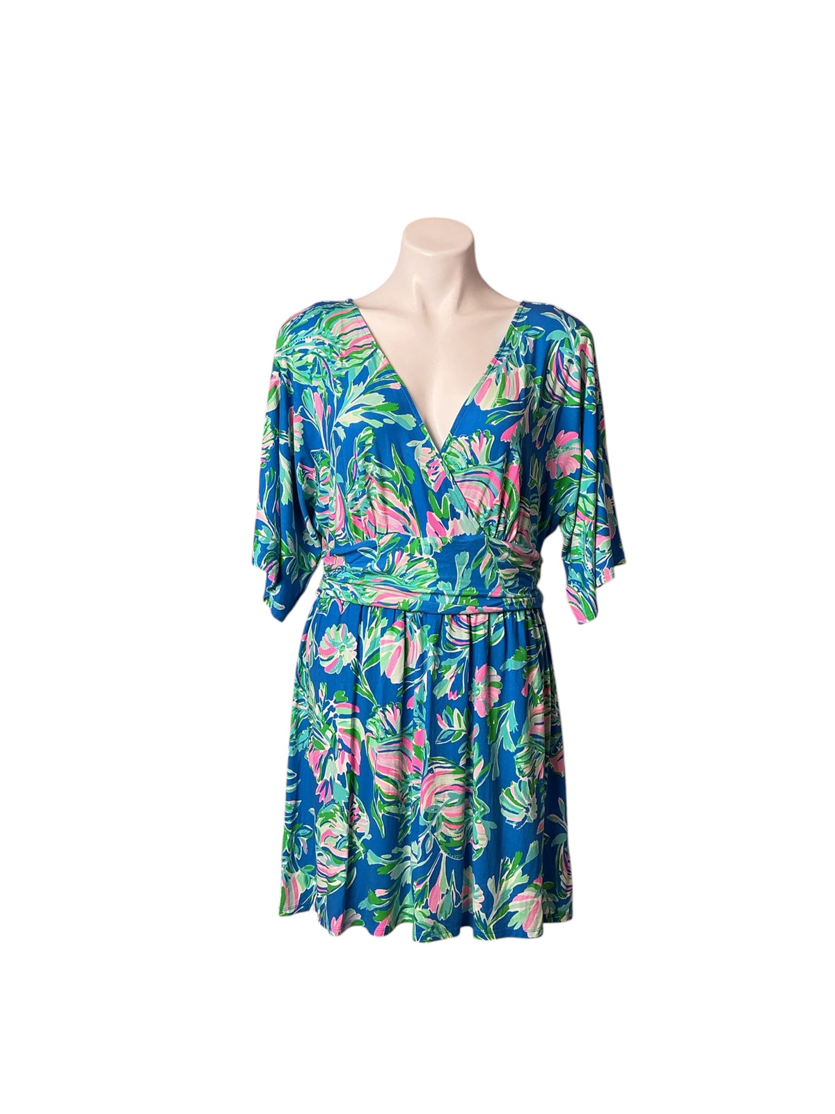 Lilly Pulitzer Parigi Skort Romper Blue Flare Fancy Fins - Size XL