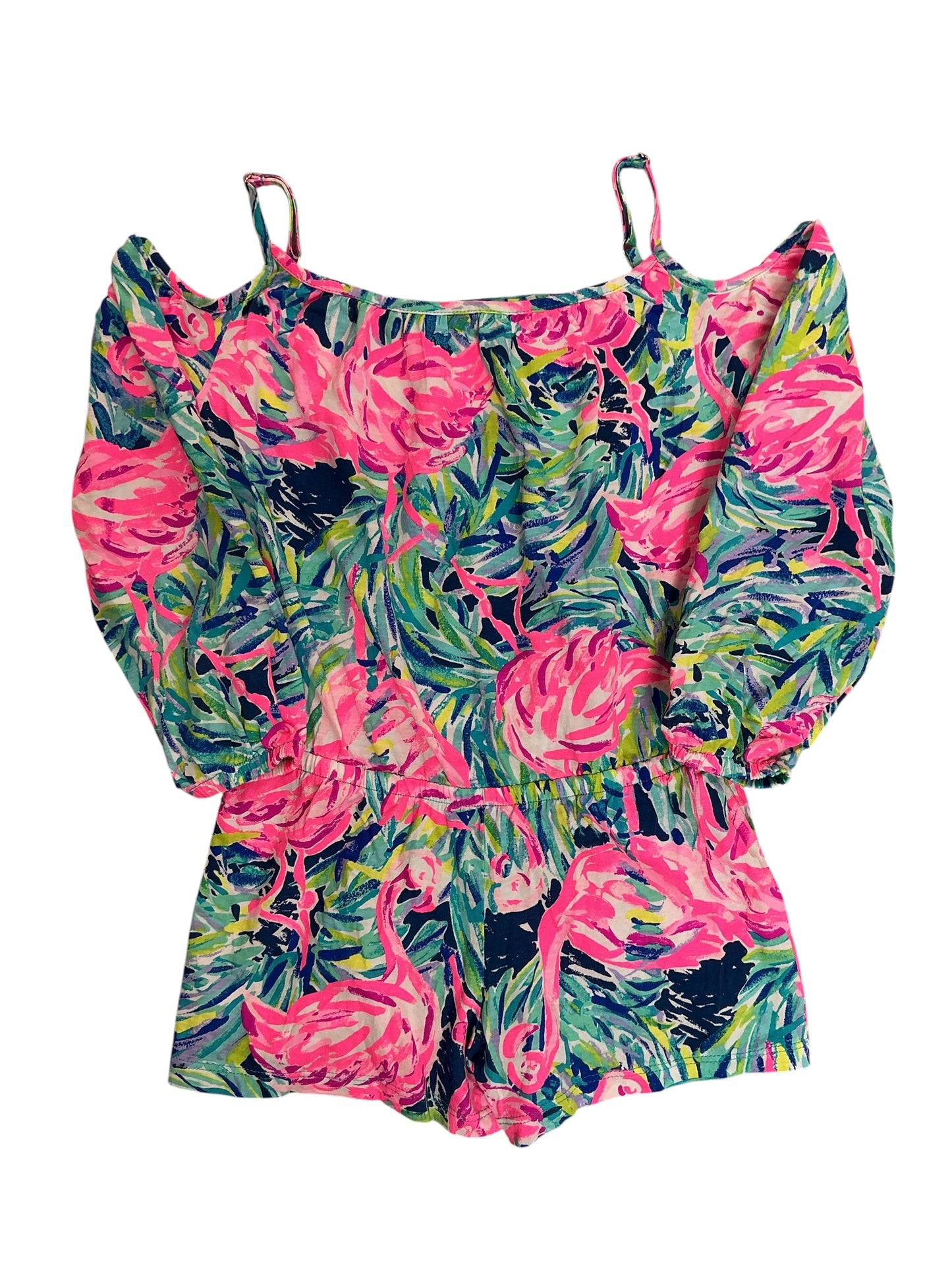 Lilly Pulitzer Kids Girls Candice Romper Flamenco Beach - Size M 6-7