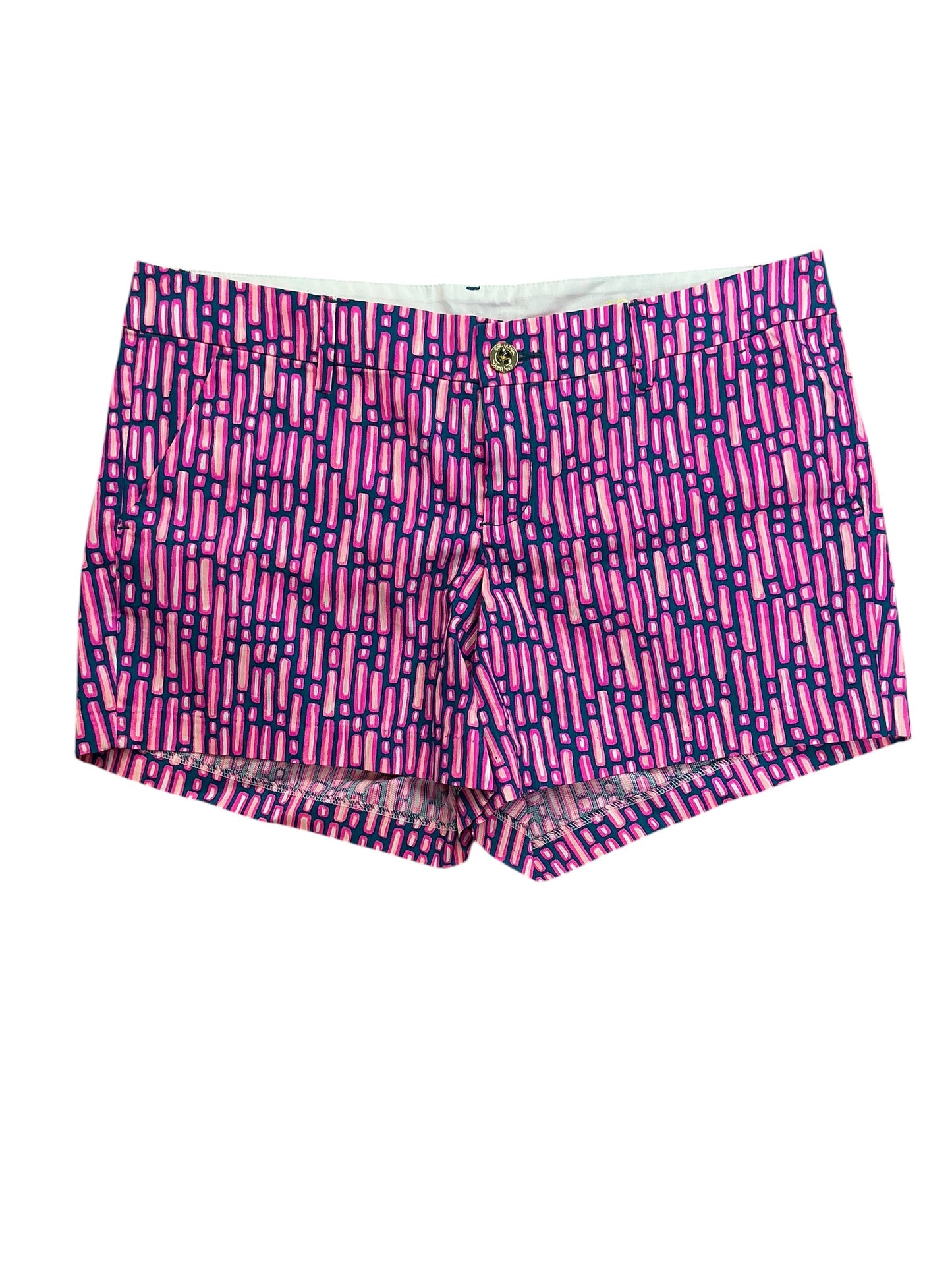 Lilly Pulitzer Callahan Mid Rise Shorts Mandevilla Pink Slathouse Stripe - Size 12