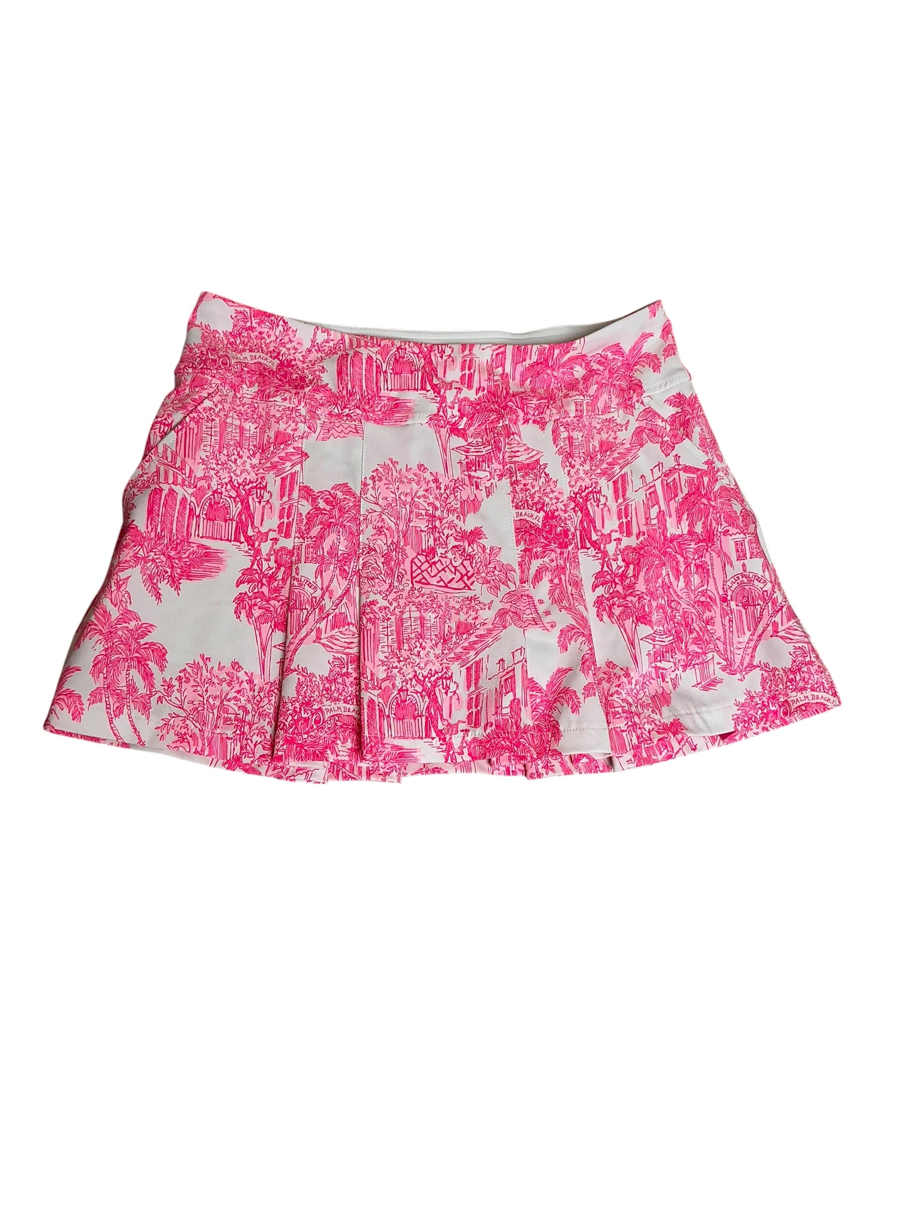 Lilly Pulitzer UPF 50+ Luxletic Malaga Skort Resort White Palm Beach Anniversary Toile - Size 6