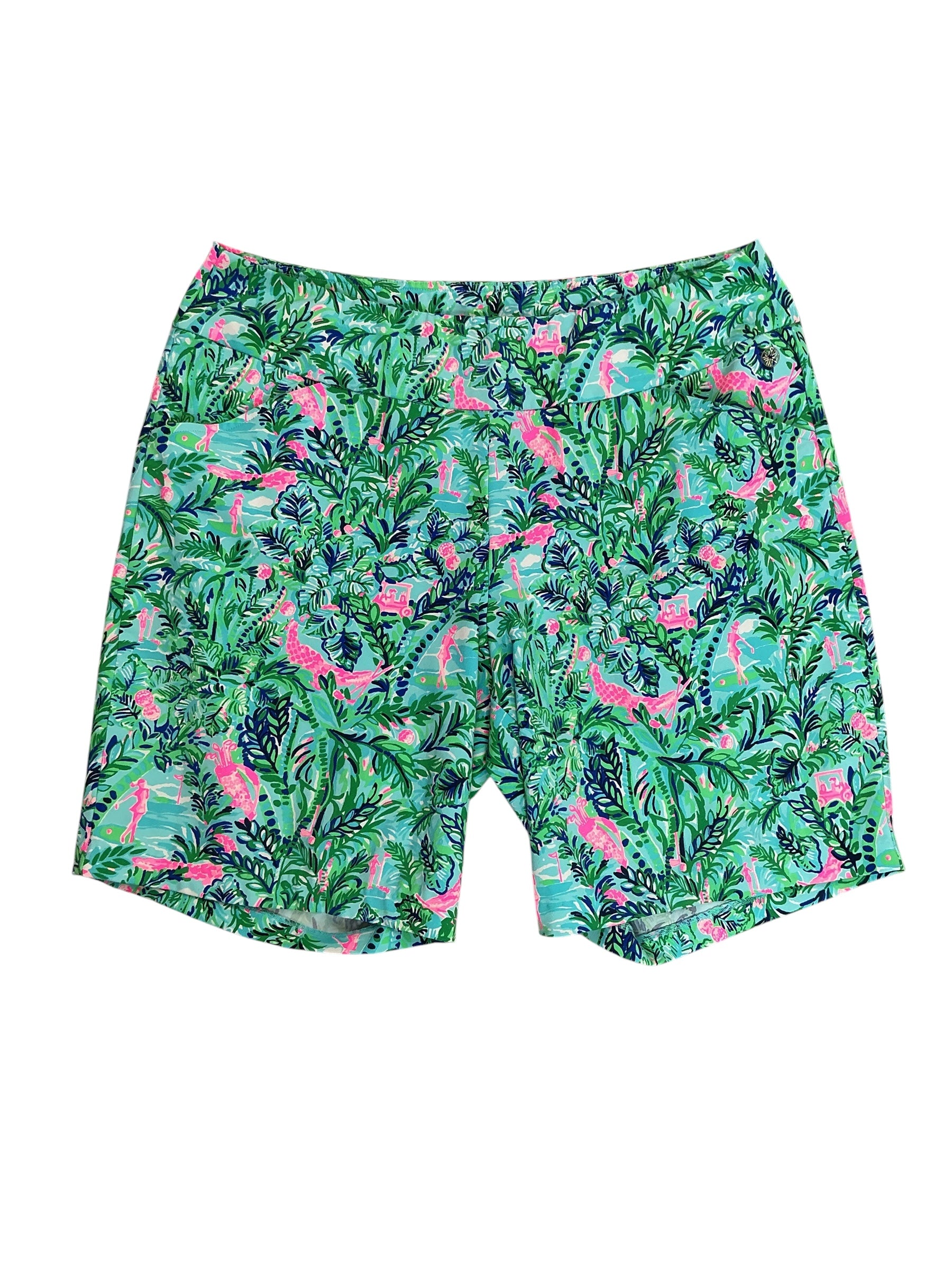Lilly Pulitzer Luxletic Reid Golf Shorts Blue Horizon Par-Fection - Size 16