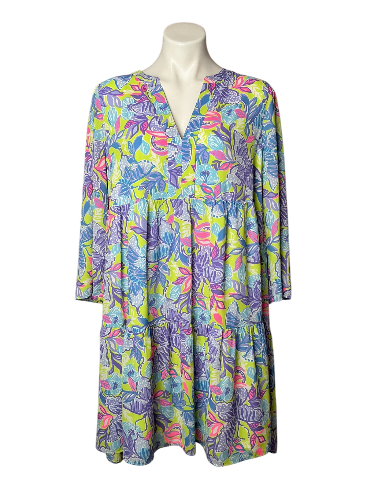 Lilly Pulitzer Martine 3/4 Sleeve Tunic Dress Frenchie Blue Mosaic Shells - XL