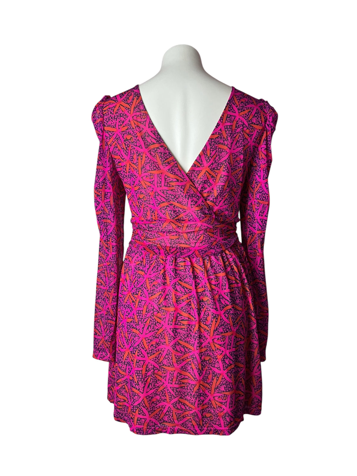 Lilly Pulitzer Preslie Long Sleeve Romper Passion Fruit Pink Star Searching - Size M