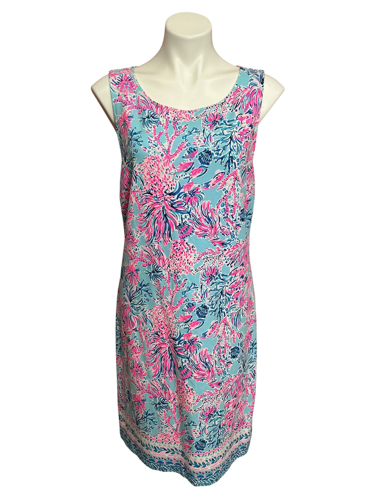 Lilly Pulitzer Larsen Stretch Terry Shift Dress Celestial Blue Seek and Sea - Size XL
