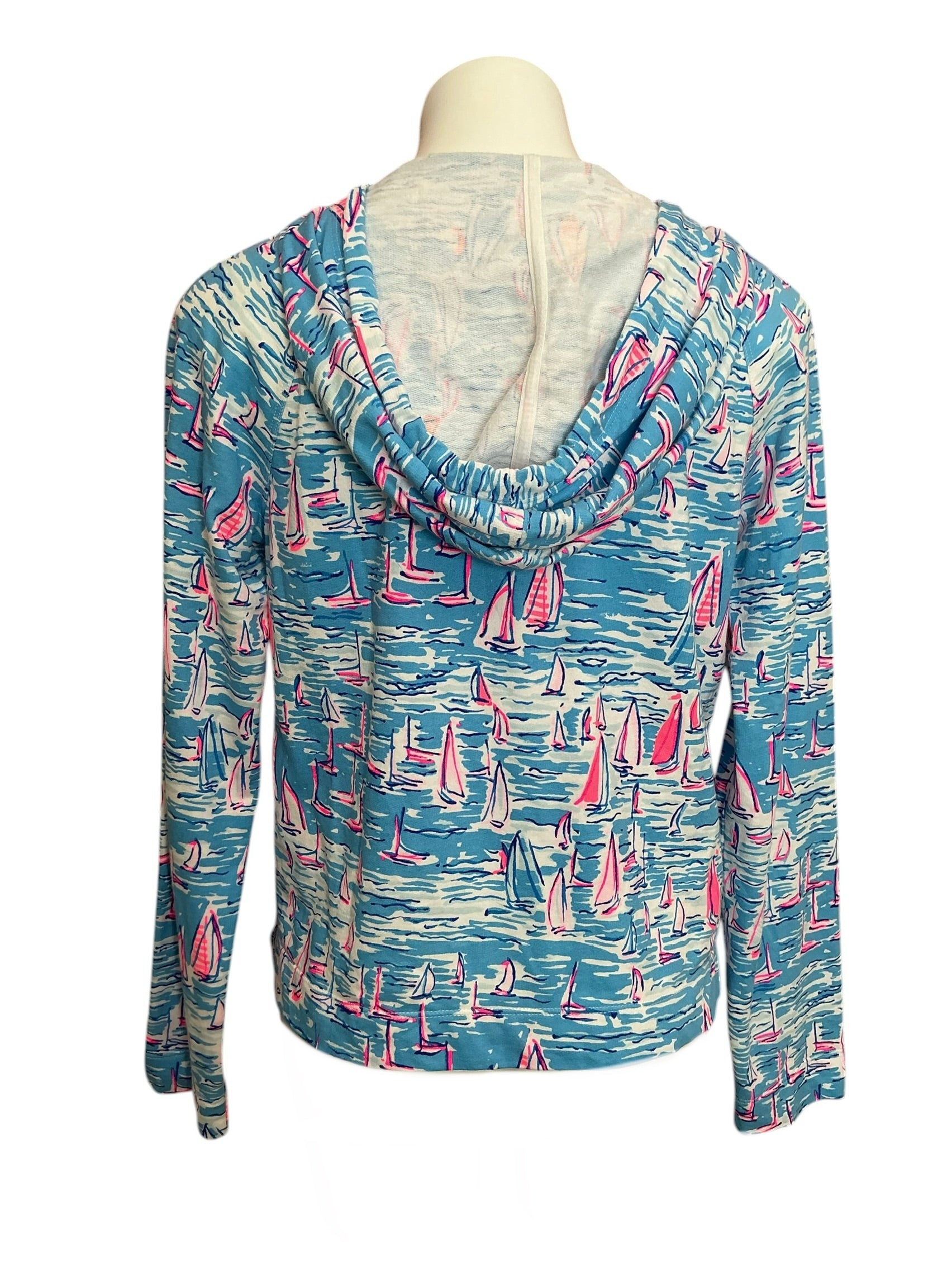 Lilly Pulitzer Kiawah Cropped Hoodie Borealis Blue Swim On Over - Size M