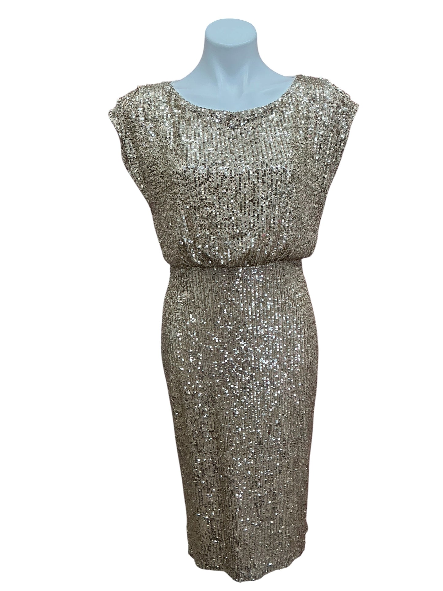 Lilly Pulitzer NWT Aylin Sequin Midi Dress Gold Metallic Treasure Box Sequin Knit - Size S