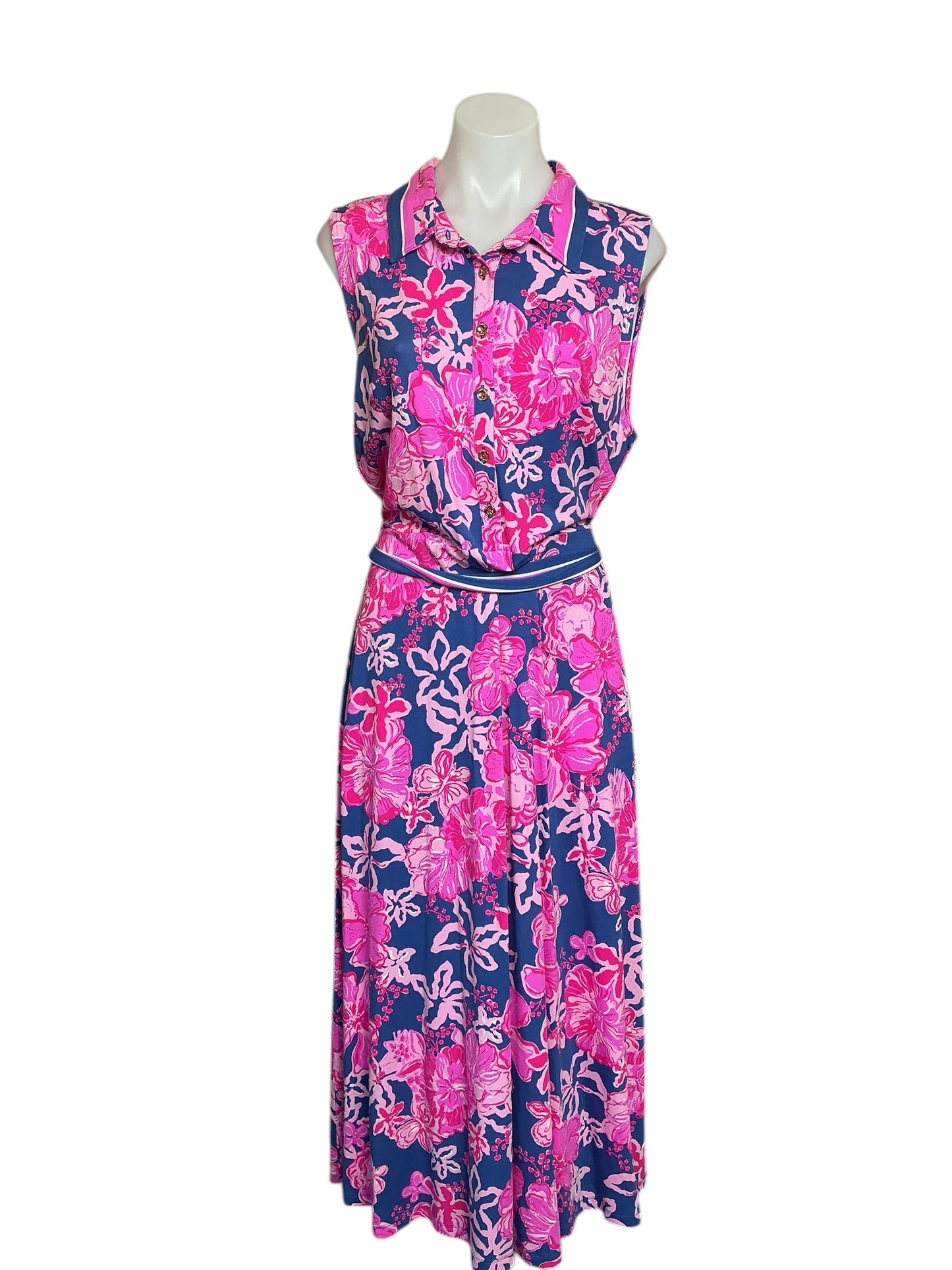Lilly Pulitzer NWT Ryland Midi Dress - Starlight Navy Once And Floral Engineered Dress - Size XL