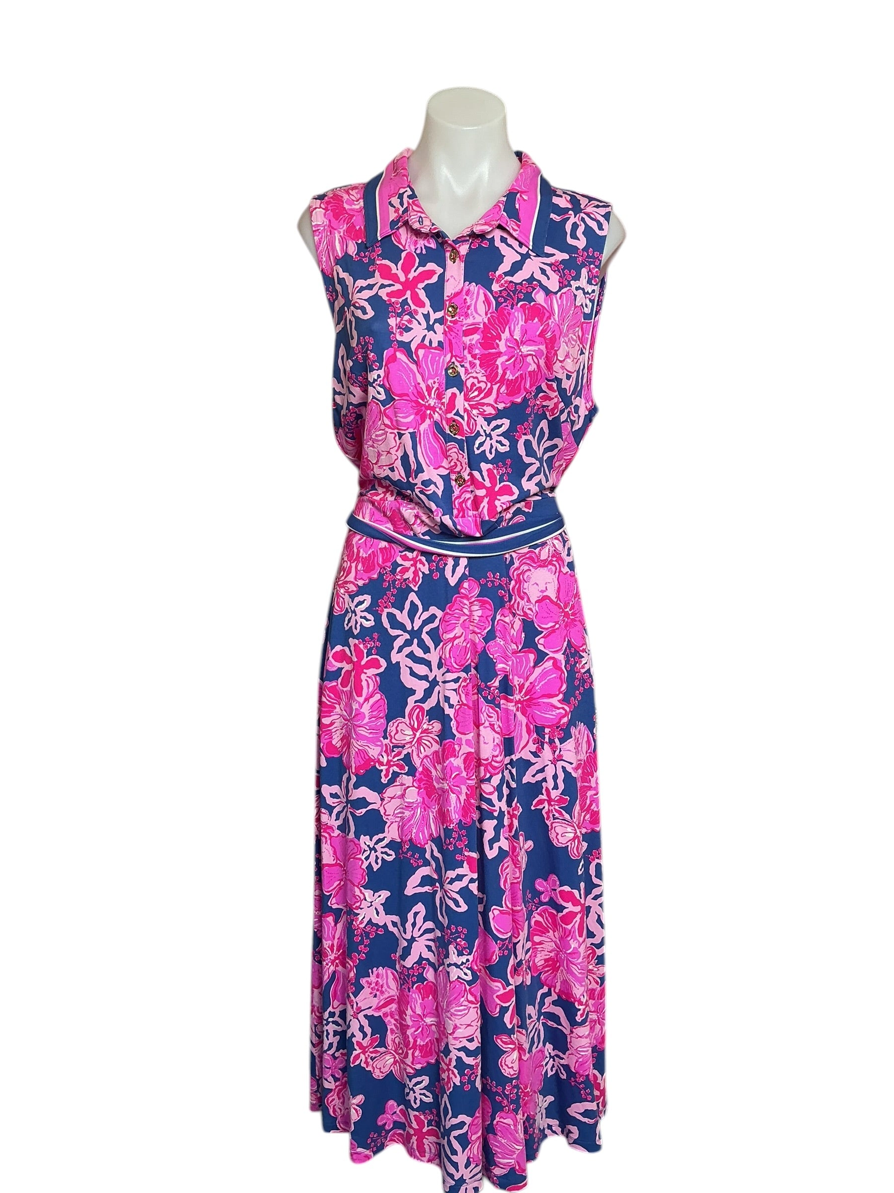 Lilly Pulitzer NWT Ryland Midi Dress - Starlight Navy Once And Floral Engineered Dress - Size XL