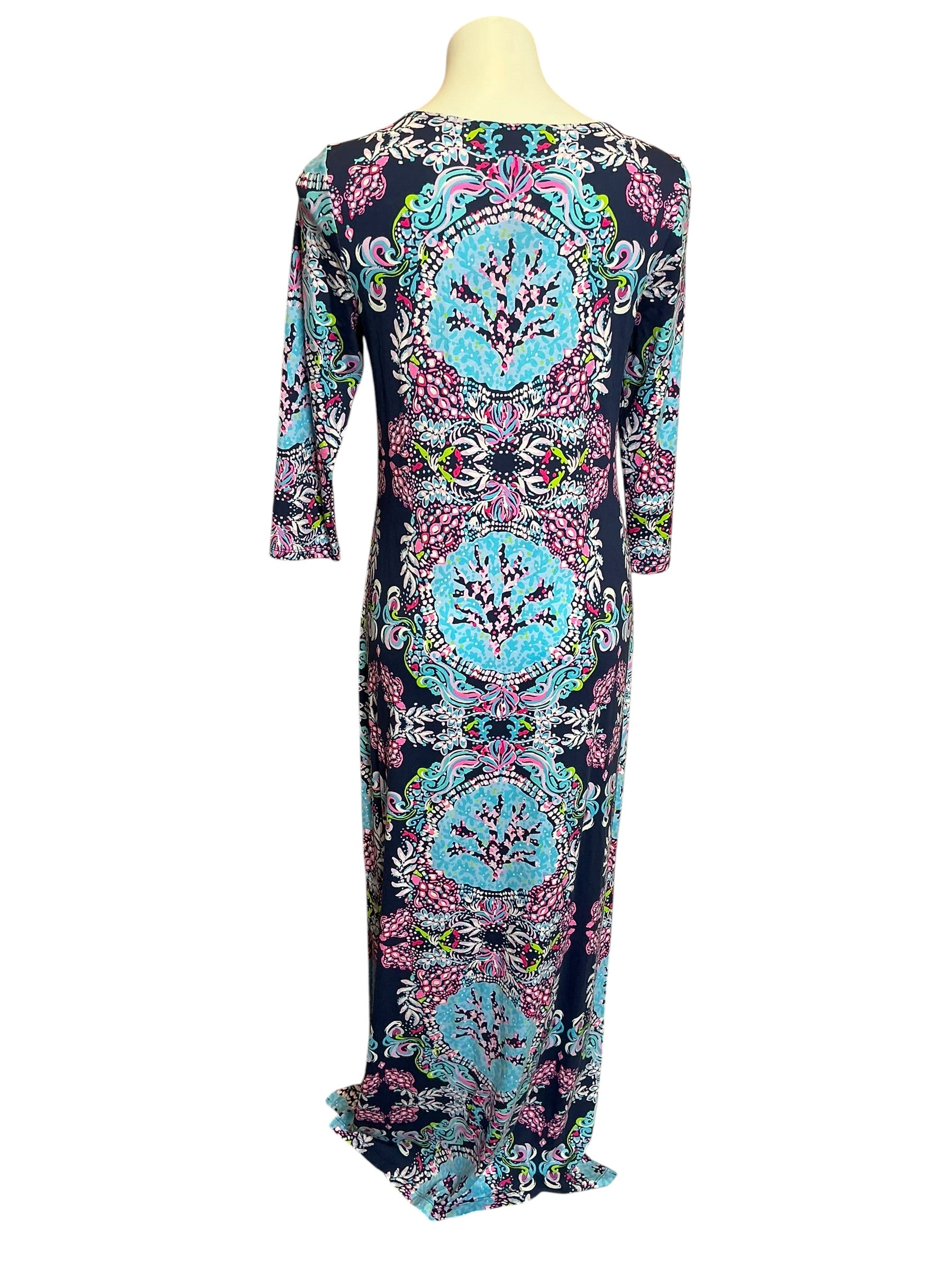 Lilly Pulitzer Morgann Maxi Dress Aura Pink Leaf An Impression - Size M