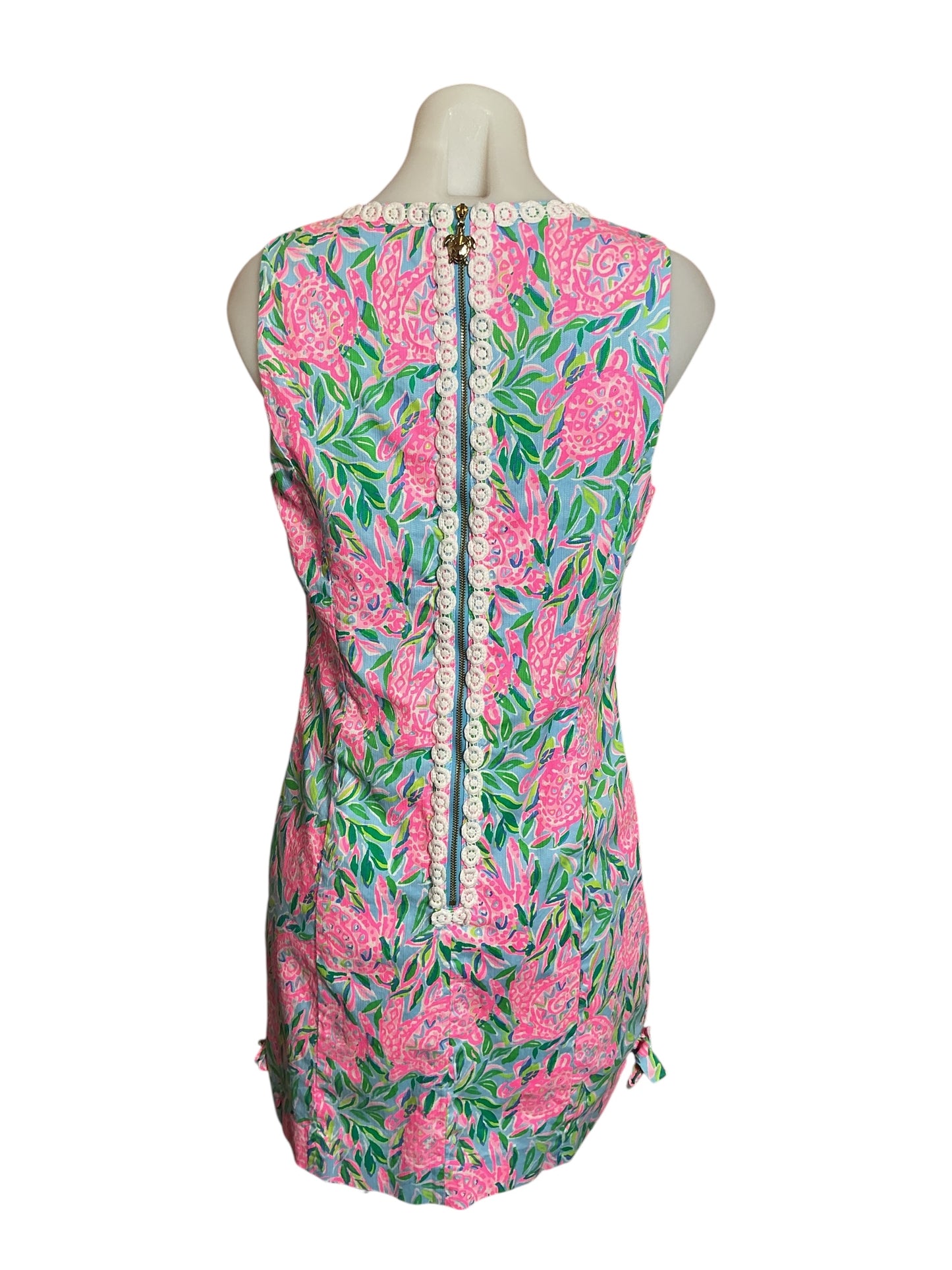 Lilly Pulitzer Mila Stretch Shift Dress Frenchie Blue Turtley in Love - Size 8