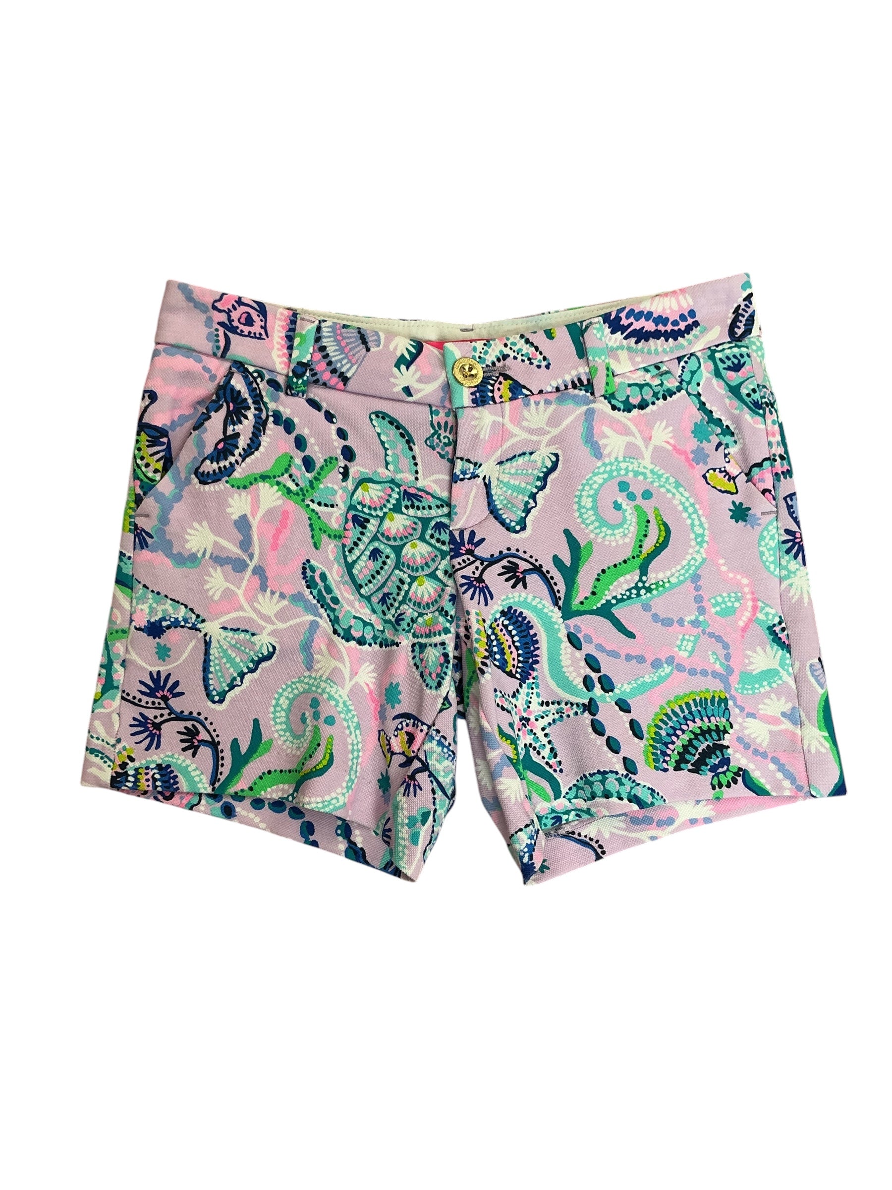 Lilly Pulitzer Jayne Knit Shorts Lilac Freesia Mermaid For You - Size 00