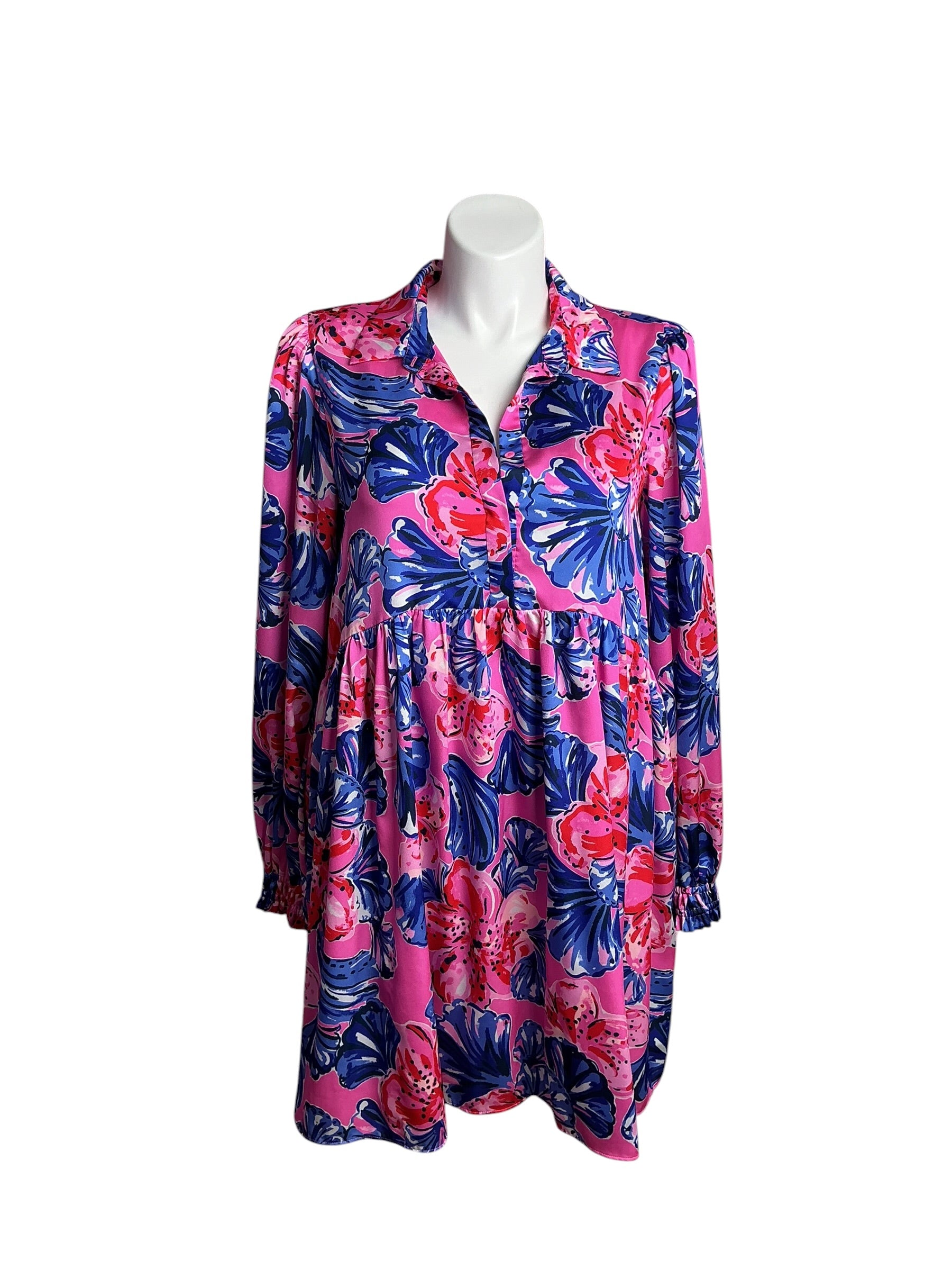 Lilly Pulitzer- Arlie Dress Plumera Pink A Holidaze Size XL