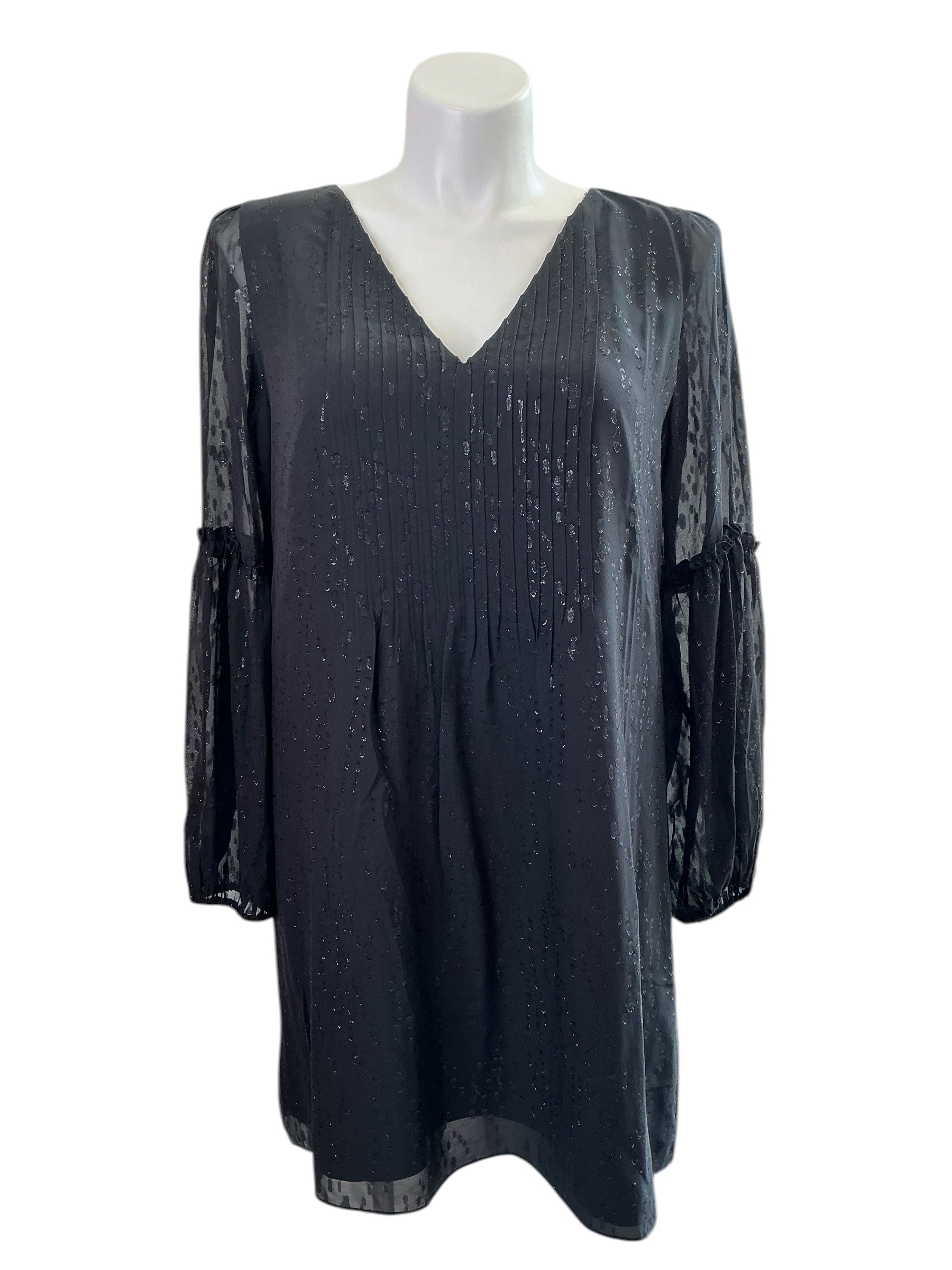 Lilly Pulitzer NWT Cleme Long Sleeve Silk Dress - Onyx Fish Clip Chiffon - Size 16