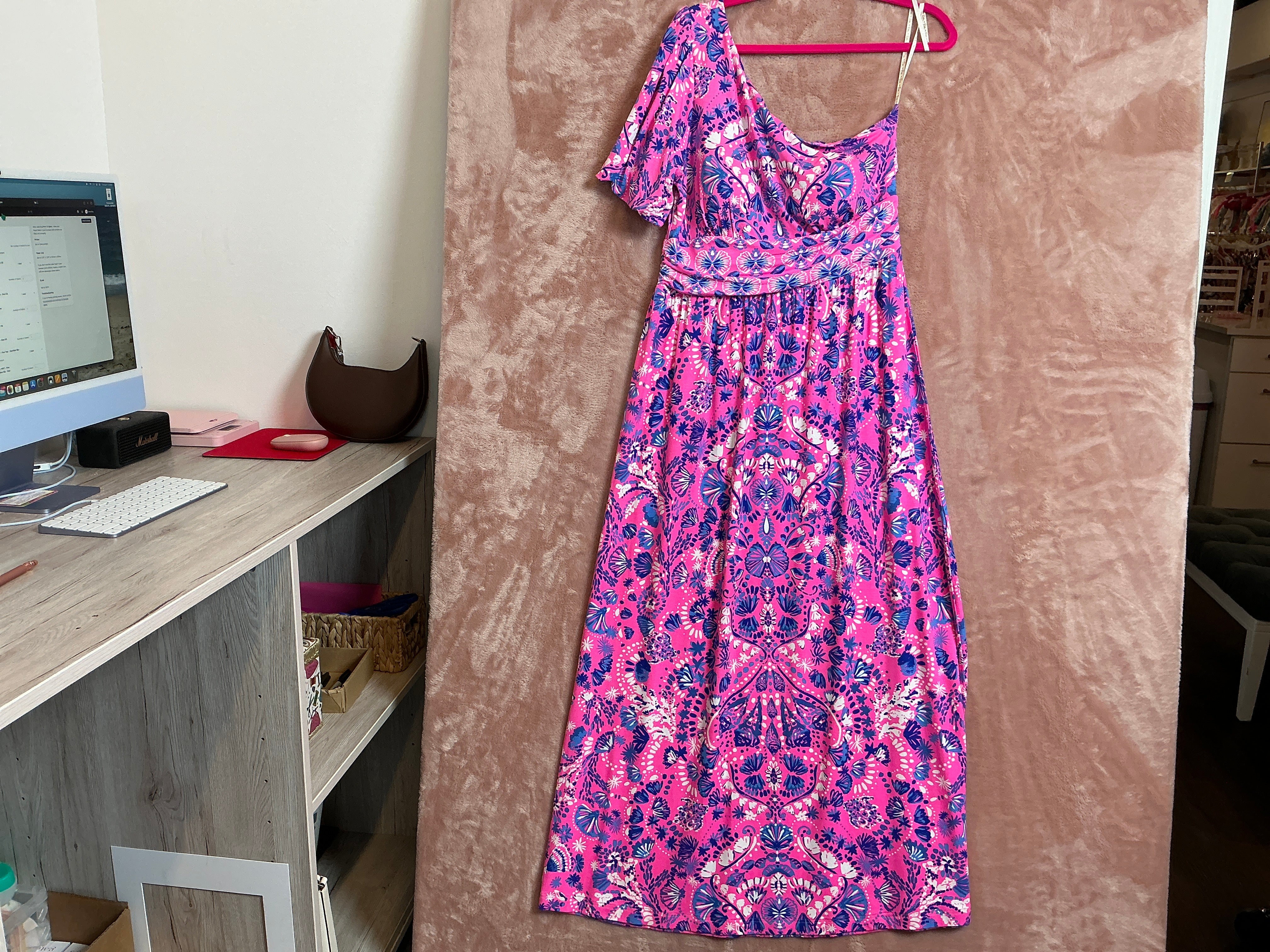 Lilly Pulitzer Solana One Shoulder Ma Havana Turtle Tidepool Engine - Size L