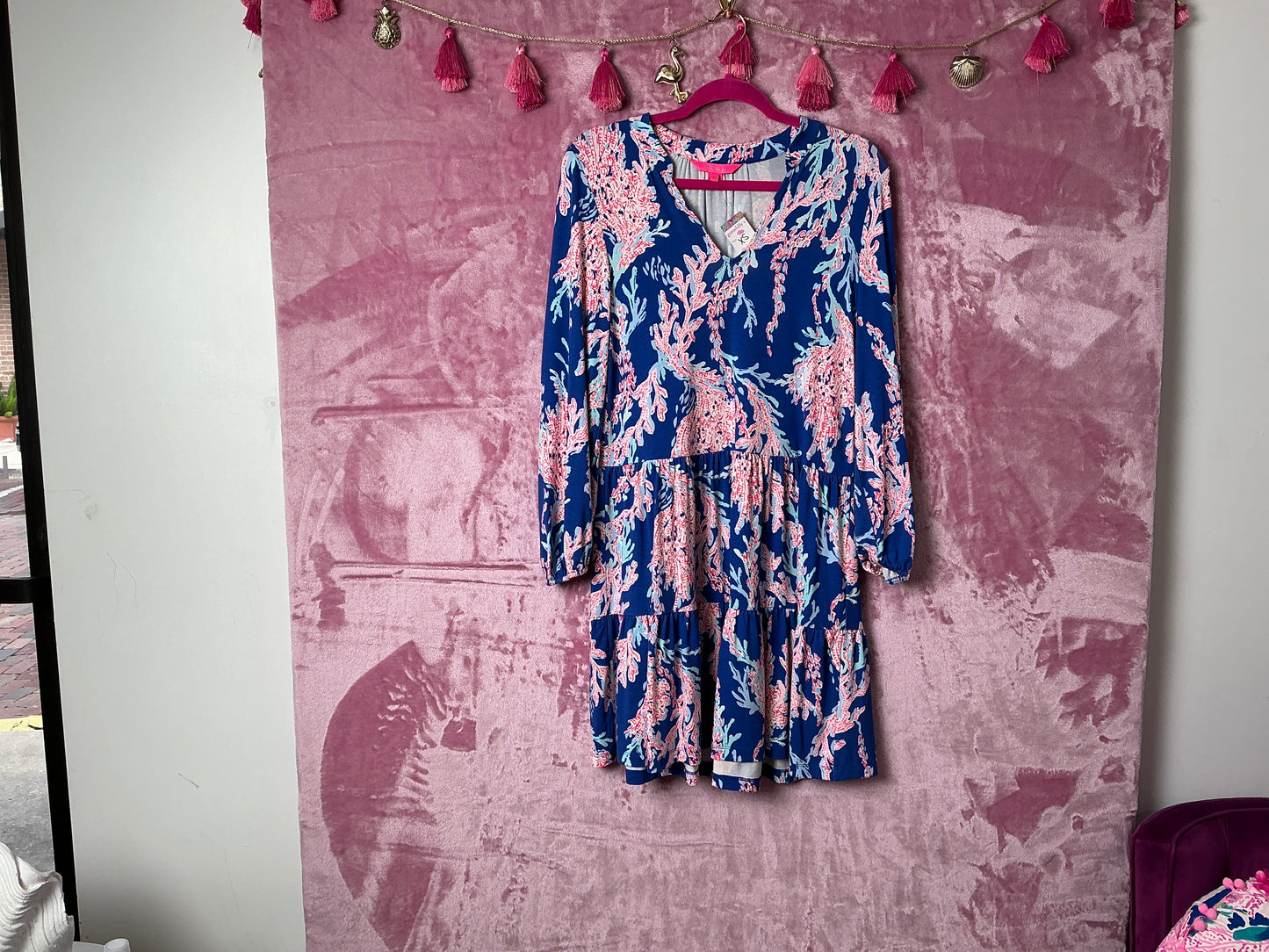 Lilly Pulitzer Traci Long Sleeve Dress - Borealis Blue Swim On Over - Size XS