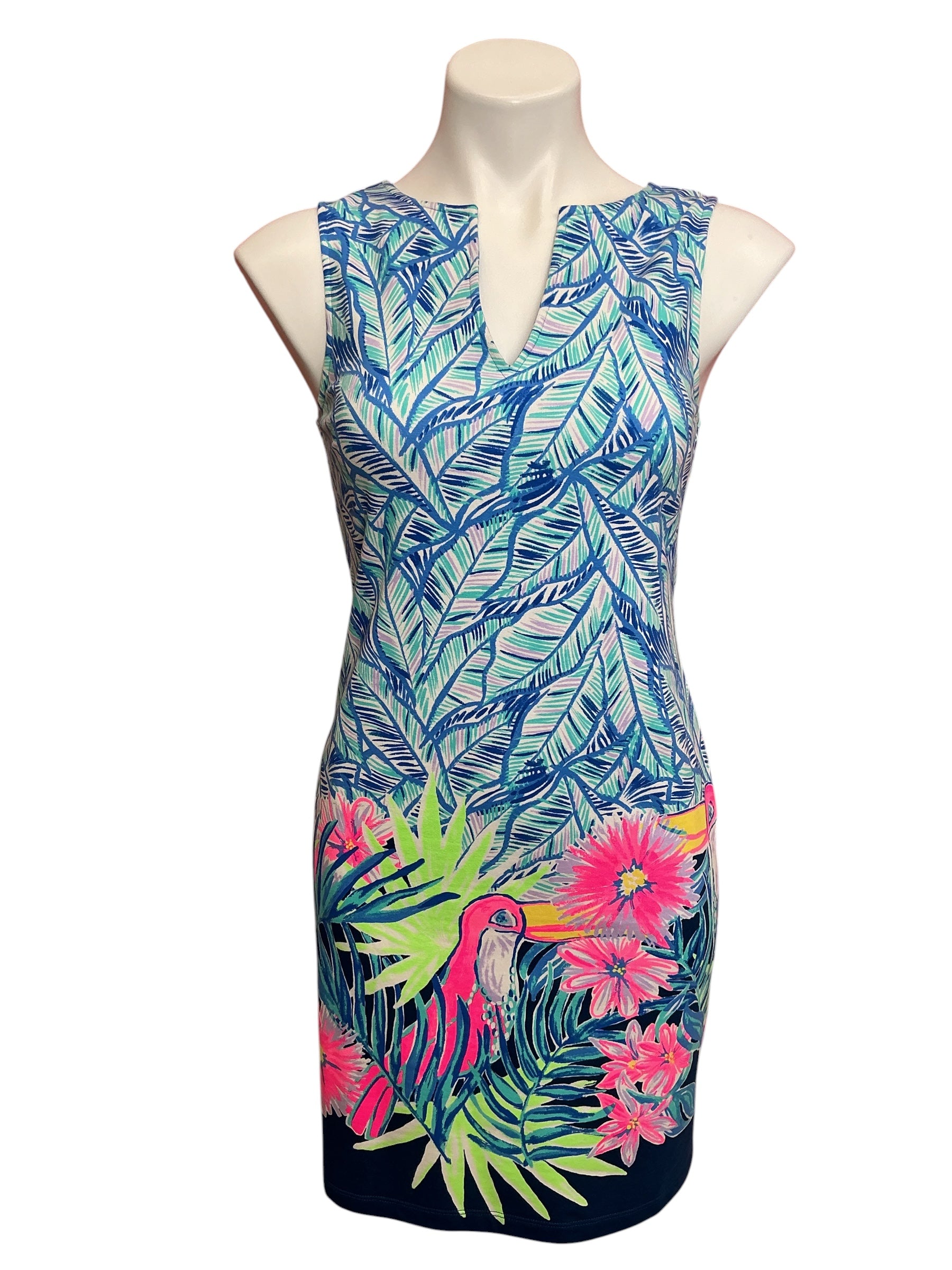 Lilly Pulitzer Harper Shift Dress Bennet Blue Lets Mango - Size XS