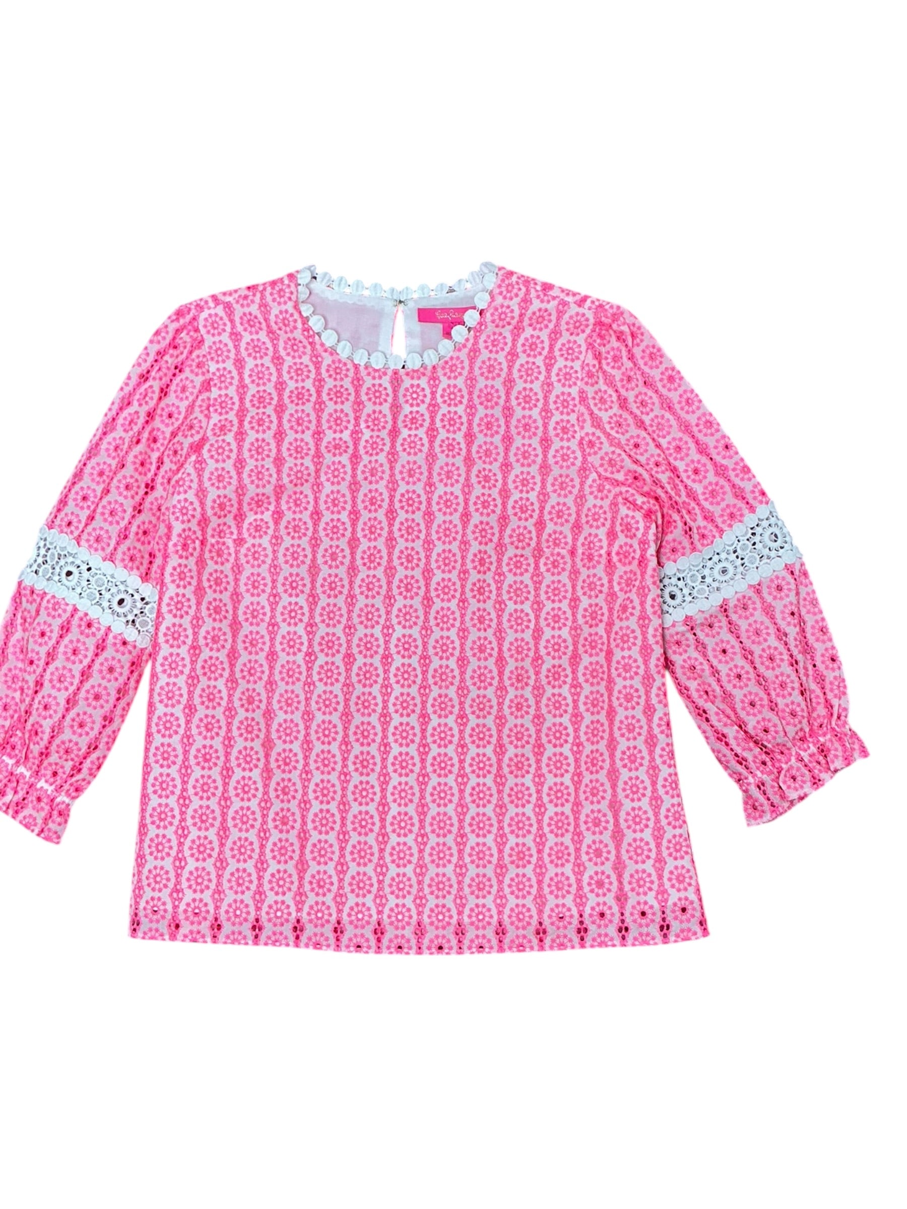 Lilly Pulitzer Jourdana Top - Lilly’s Coral Starburst Eyelet - Size 2