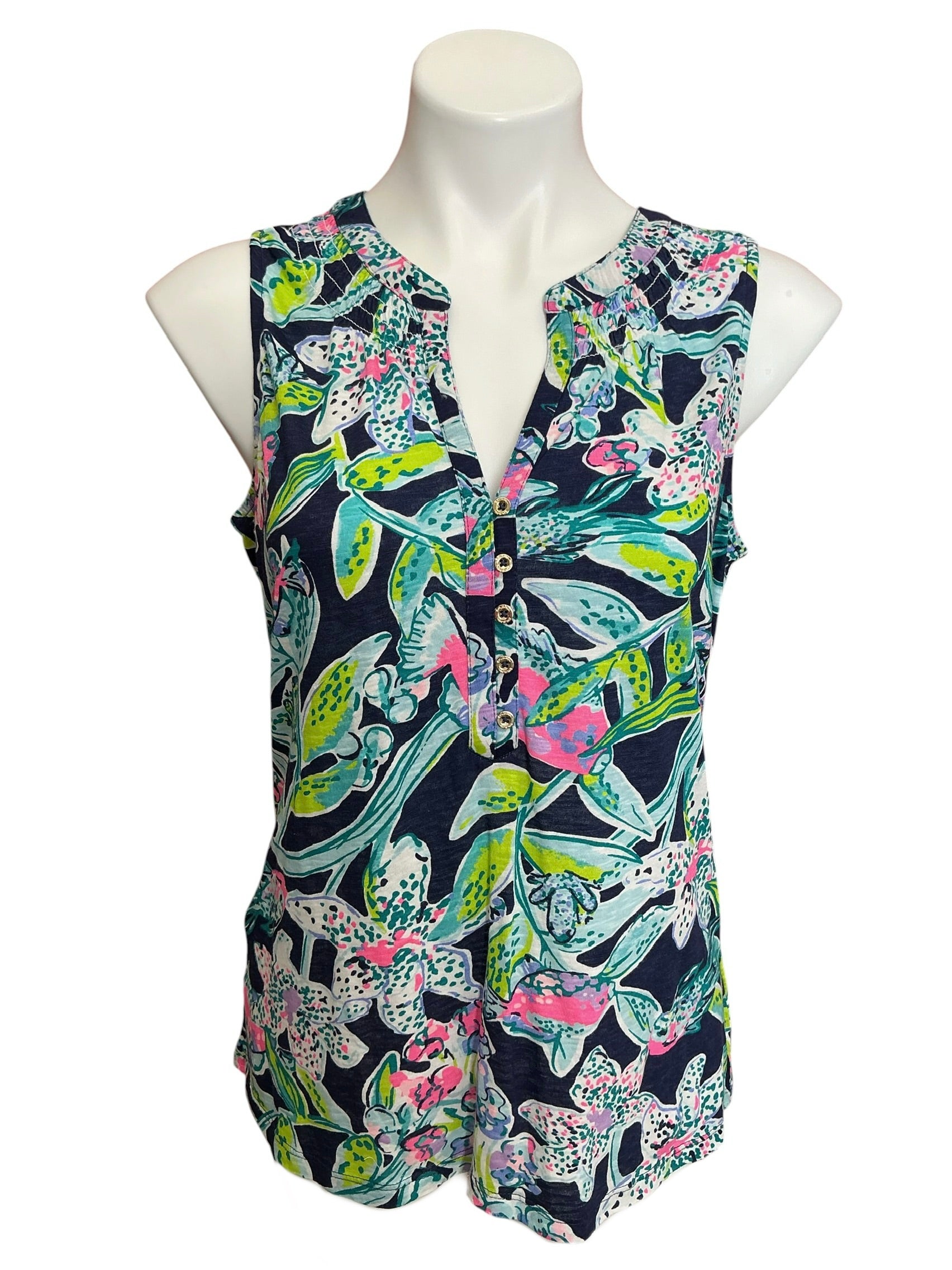 Lilly Pulitzer NWT Essie Top Bright Navy Sway This Way - Size M