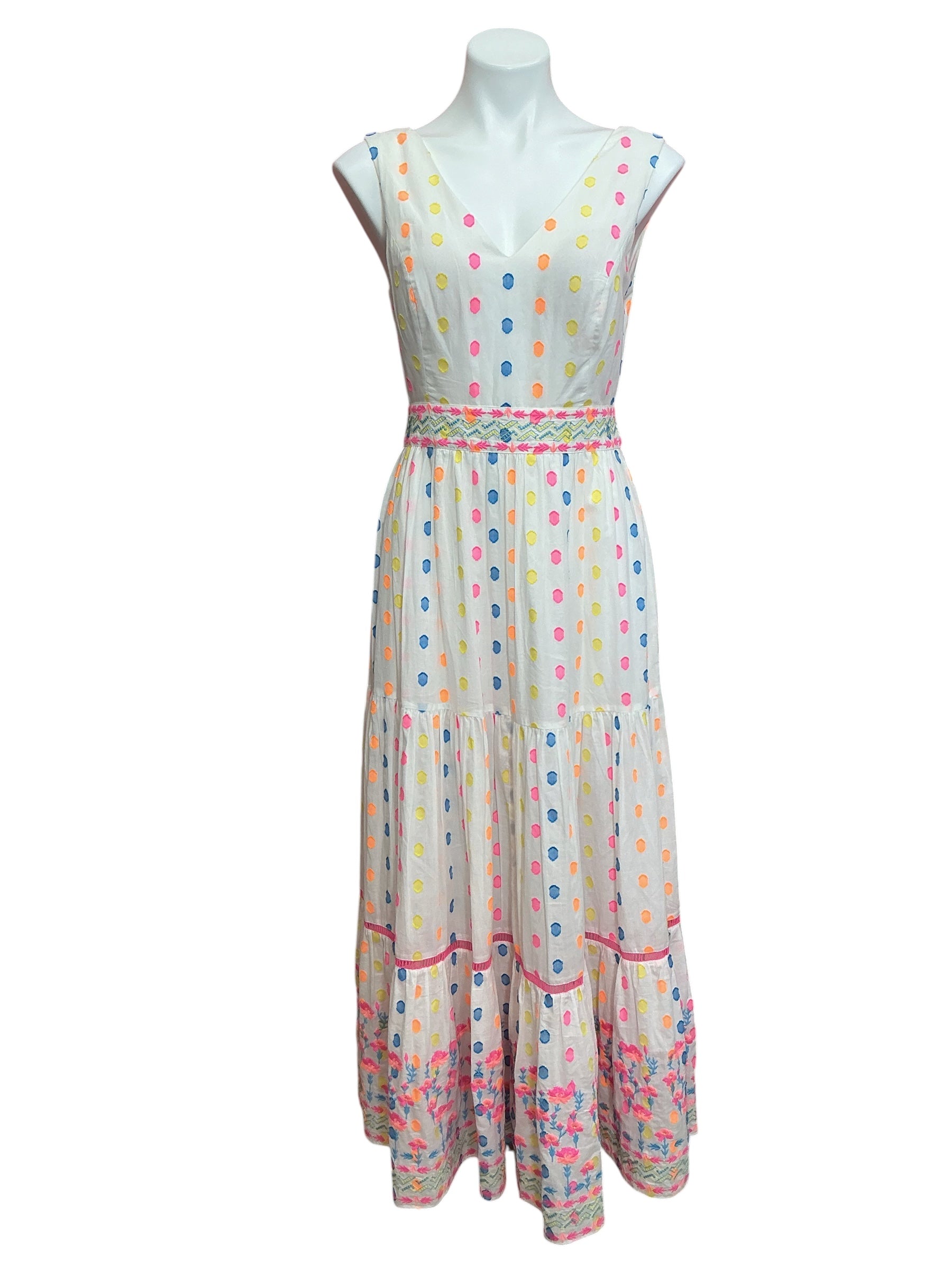 Lilly Pulitzer Charleen Maxi Dress Multi Tropical Dot Clip - Size 4