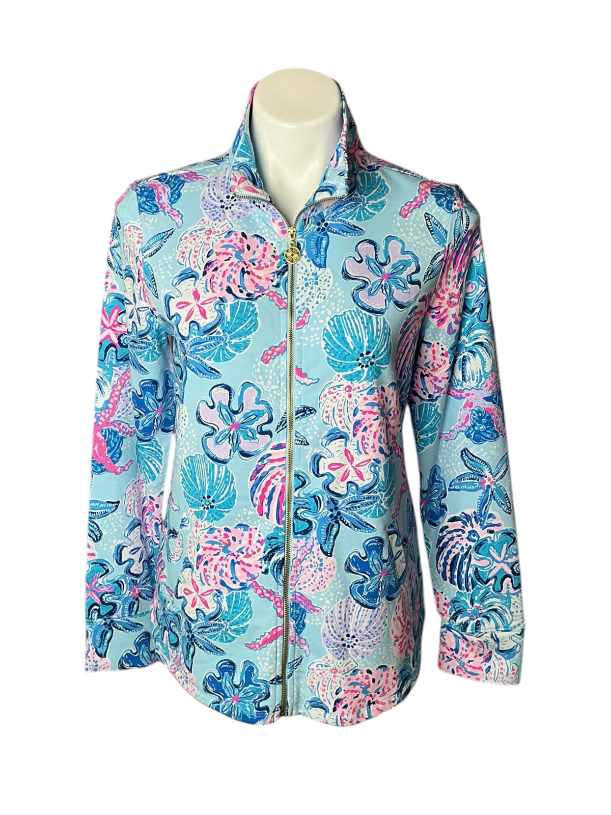 Lilly Pulitzer NWT Leona UPF 50+ Zip-Up Multi Bahamas Beachcomber- Size S