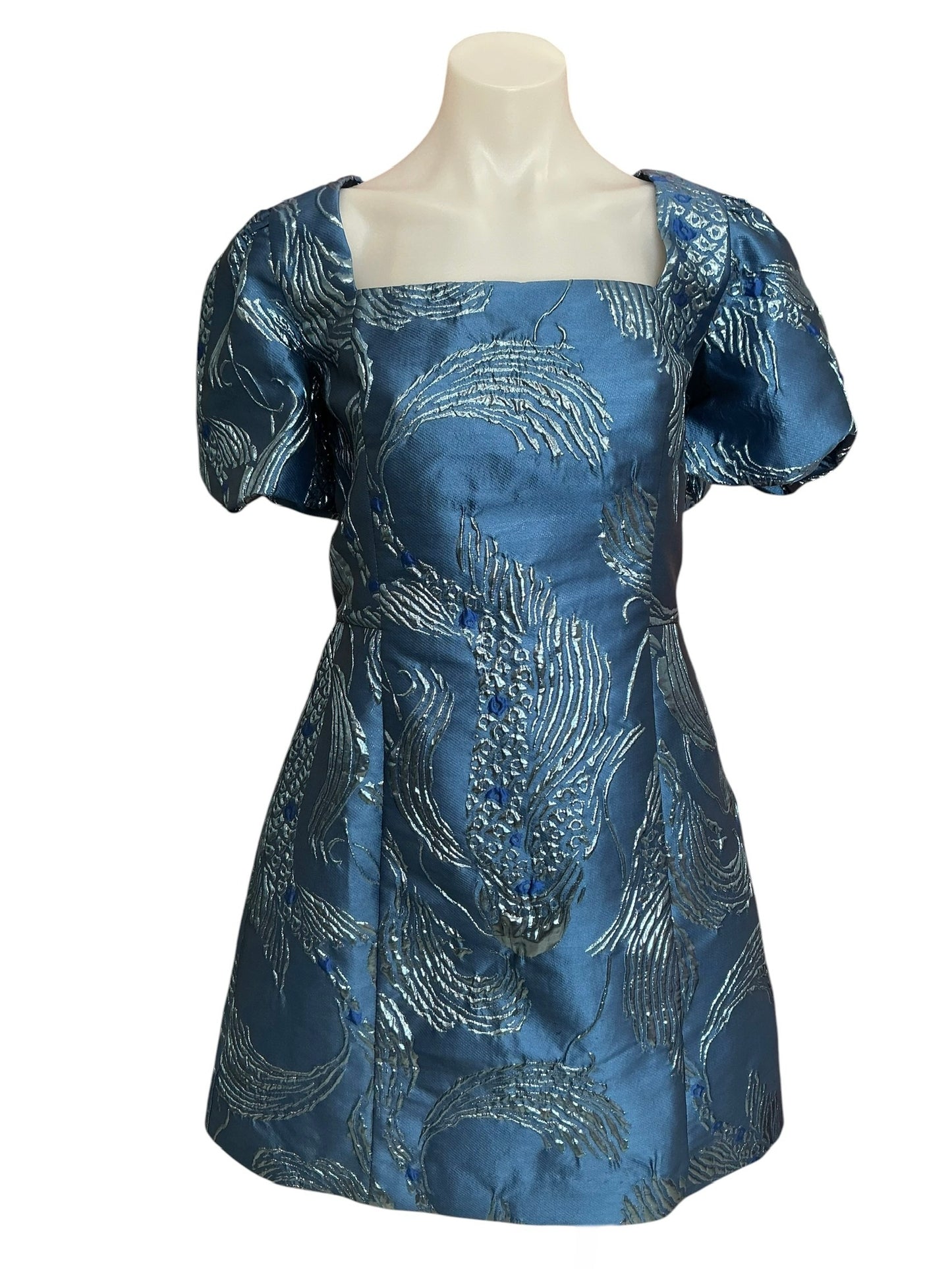 Lilly Pulitzer Booker Skirted Romper Low Tide Navy Dancing Koi Metllic Jacquard - Size 14