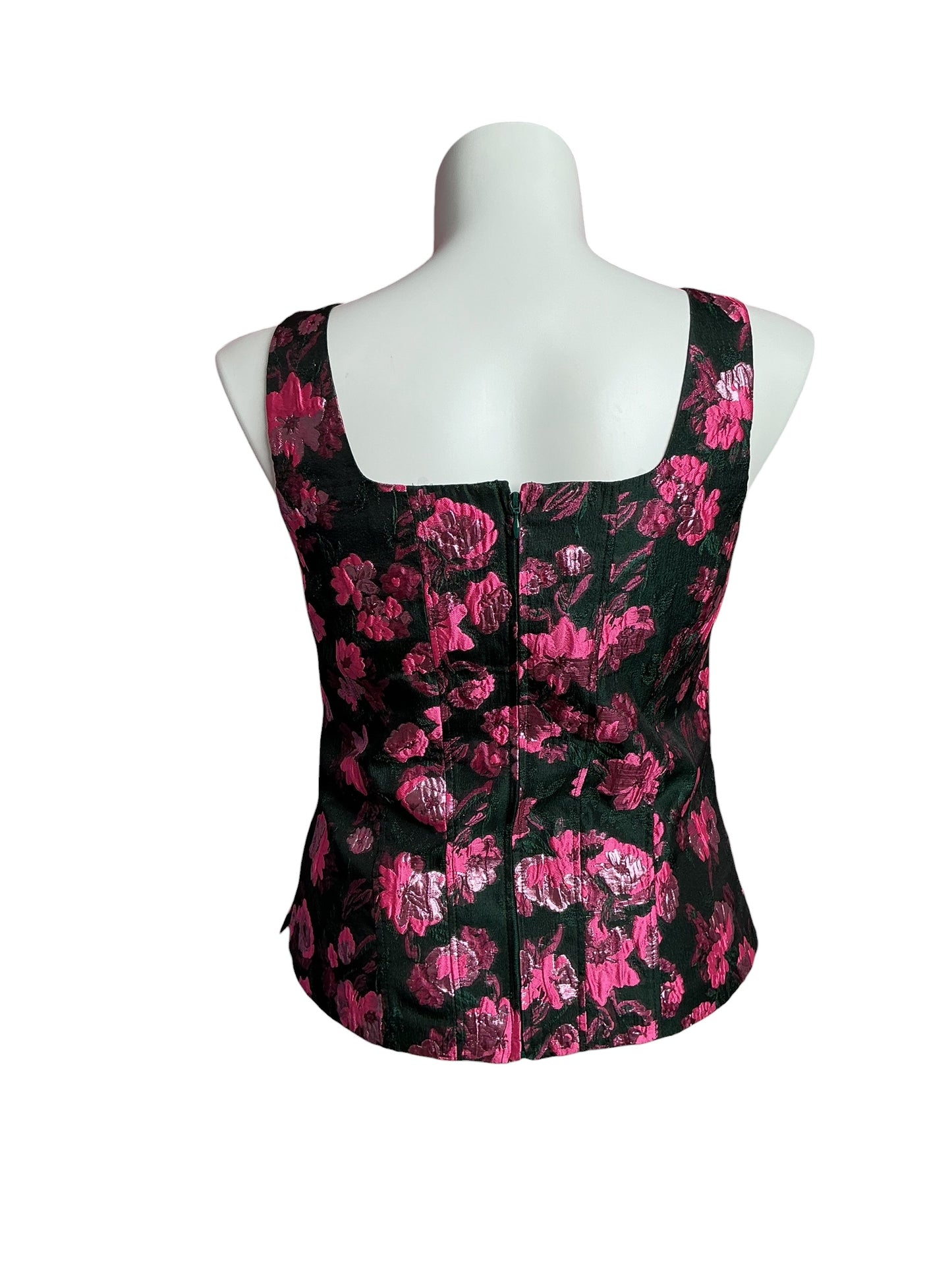 Lilly Pulitzer- Laya Floral Jacquard Top Evergreen Hibiscus Kiss Size 12