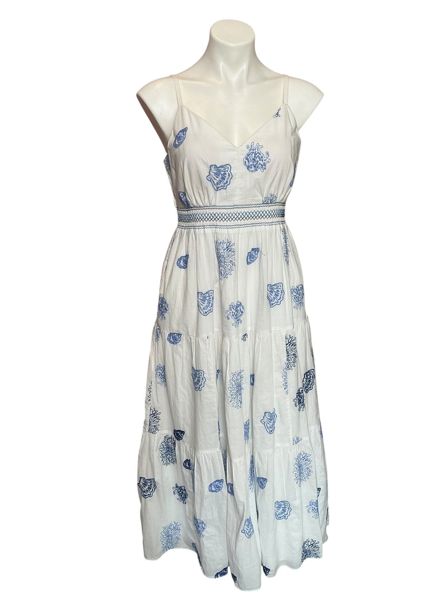 Lilly Pulitzer Zanna Embroidered Cotton Midi Dress Castaway Embroidery - Size 6