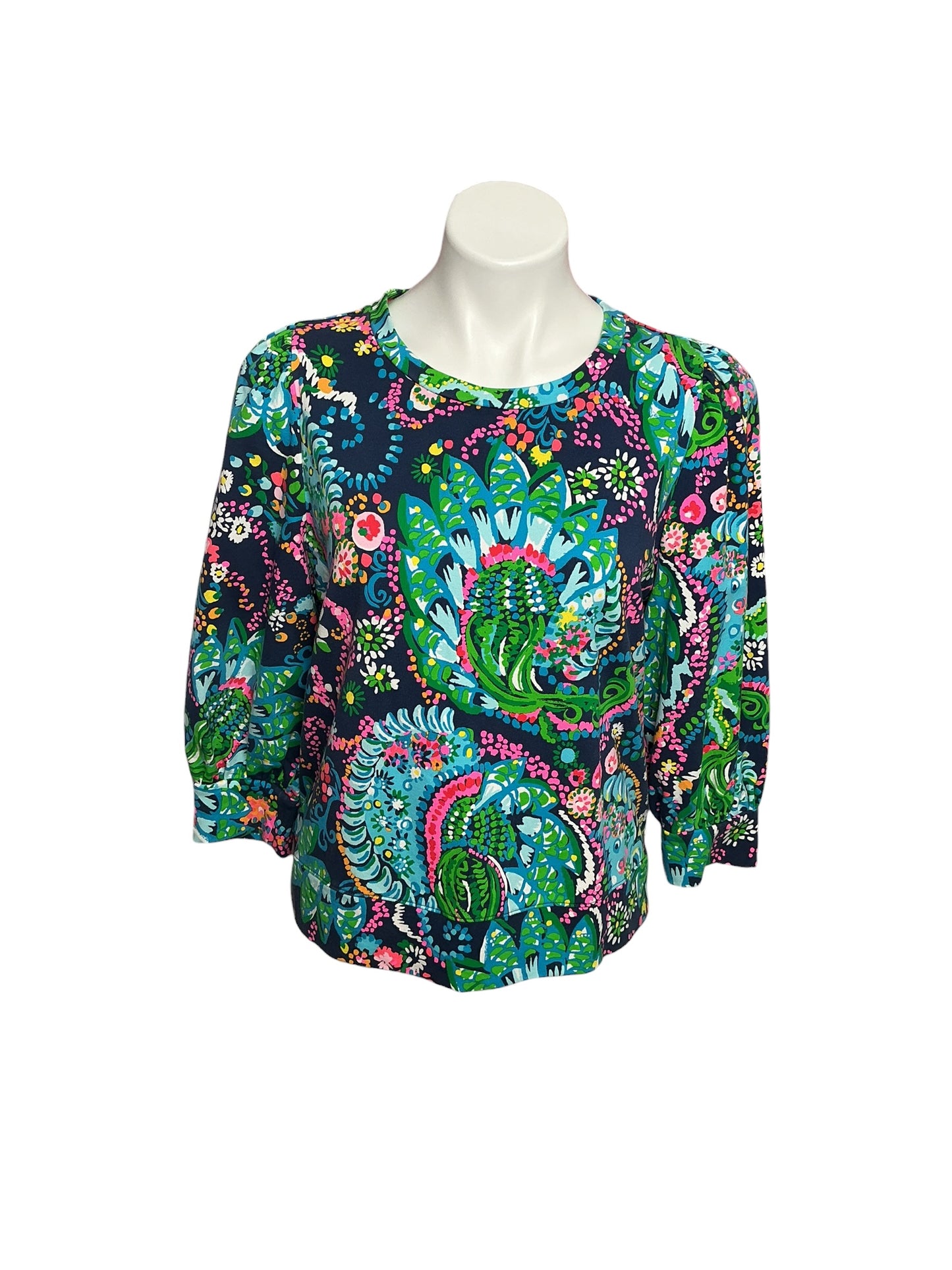 Lilly Pulitzer Corden Puff Sleeve Sweatshirt Take Me to the Sea - Size M