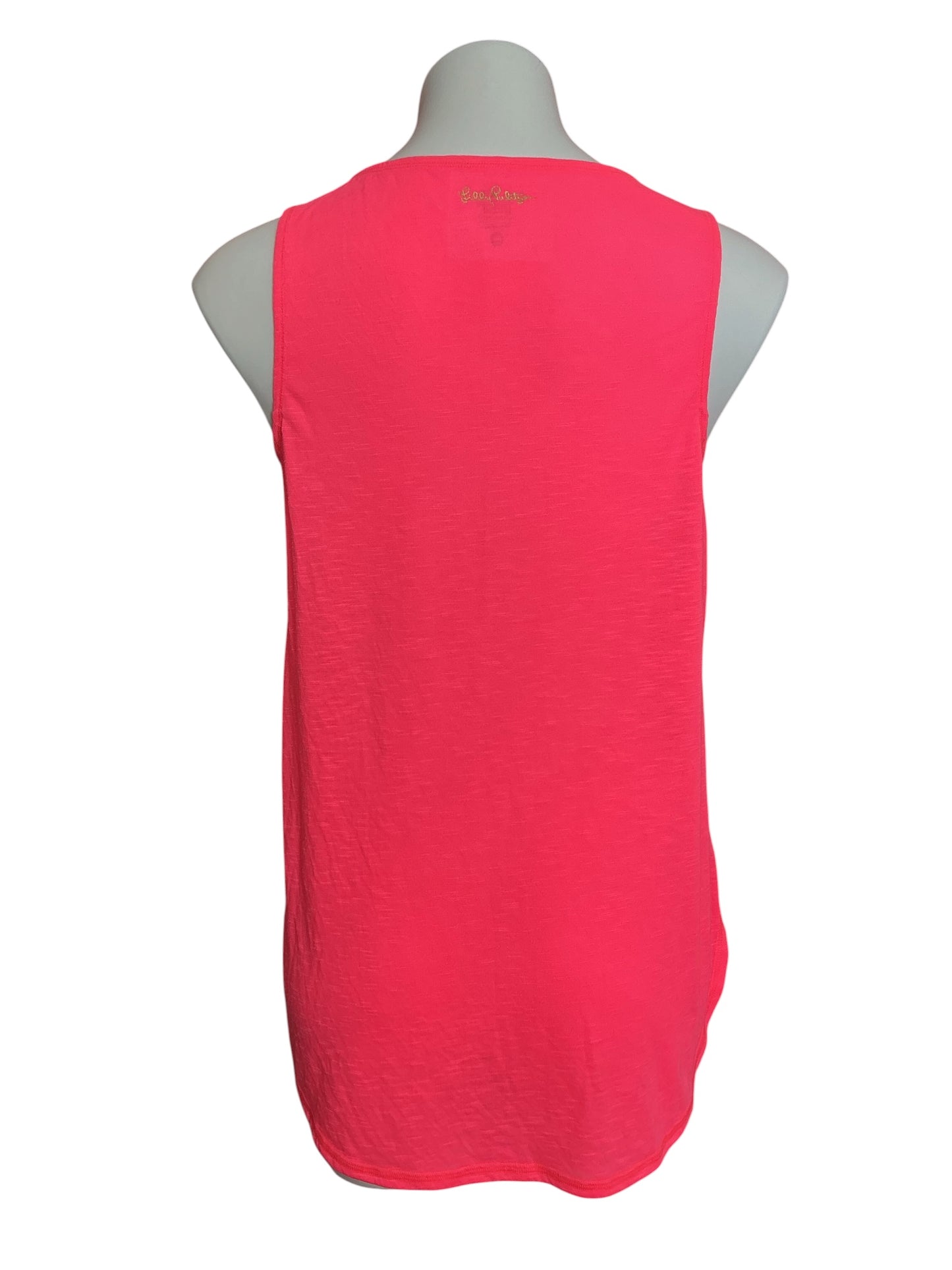 Lilly Pulitzer Brooke Tank Top Spicy Coral Living A Carefree Life - Size M