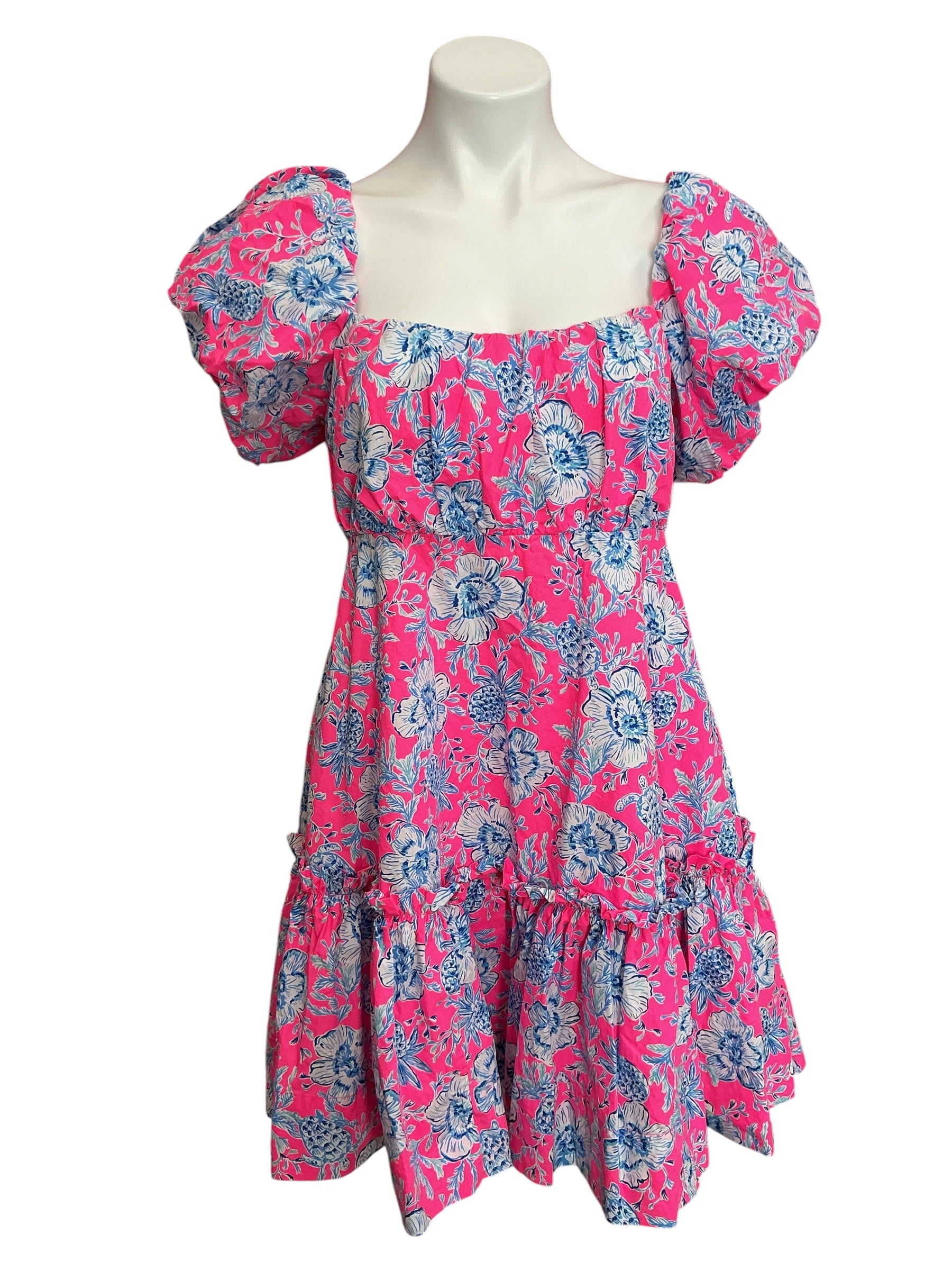 Lilly Pulitzer Natisha Short Sleeve Dress Roxie Pink Wave N Sea - Size 8
