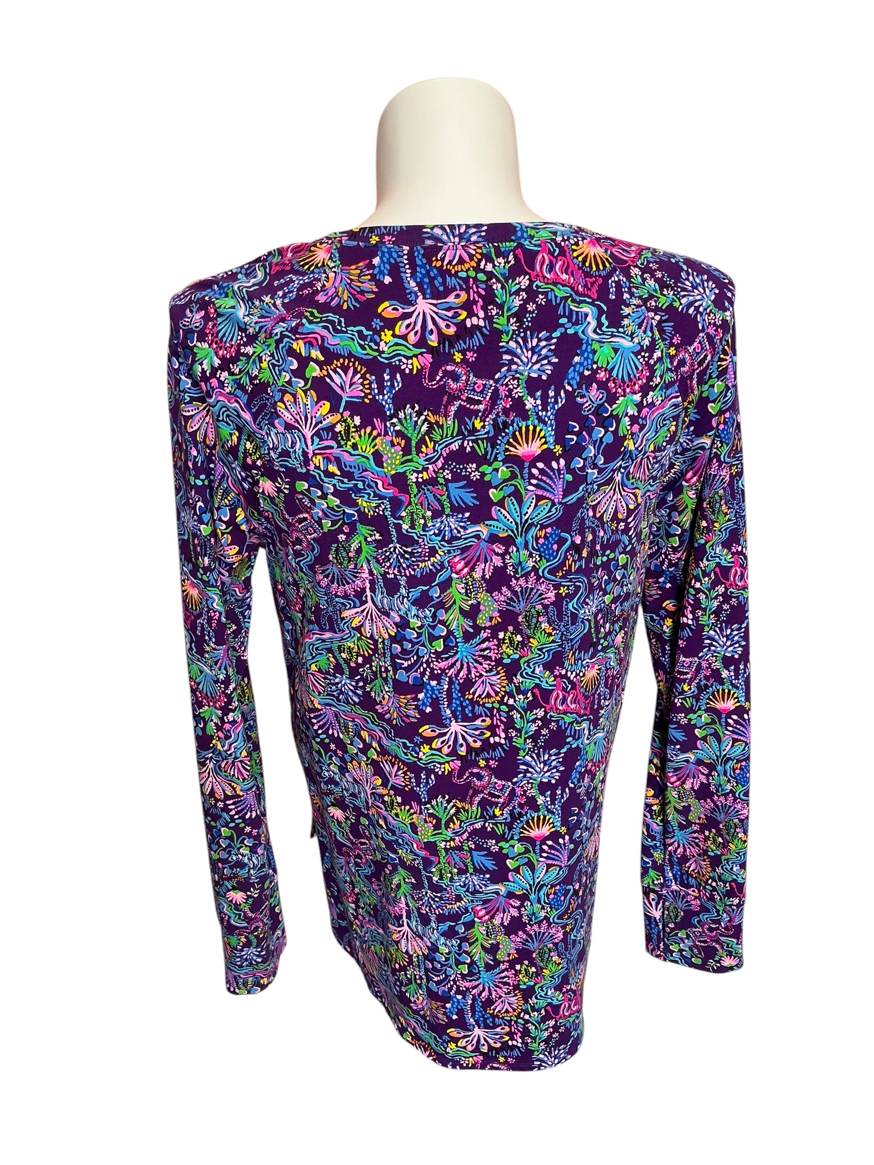 Lilly Pulitzer Luxletic Blythe Pullover Purple Berry Colony Conga - Size XL