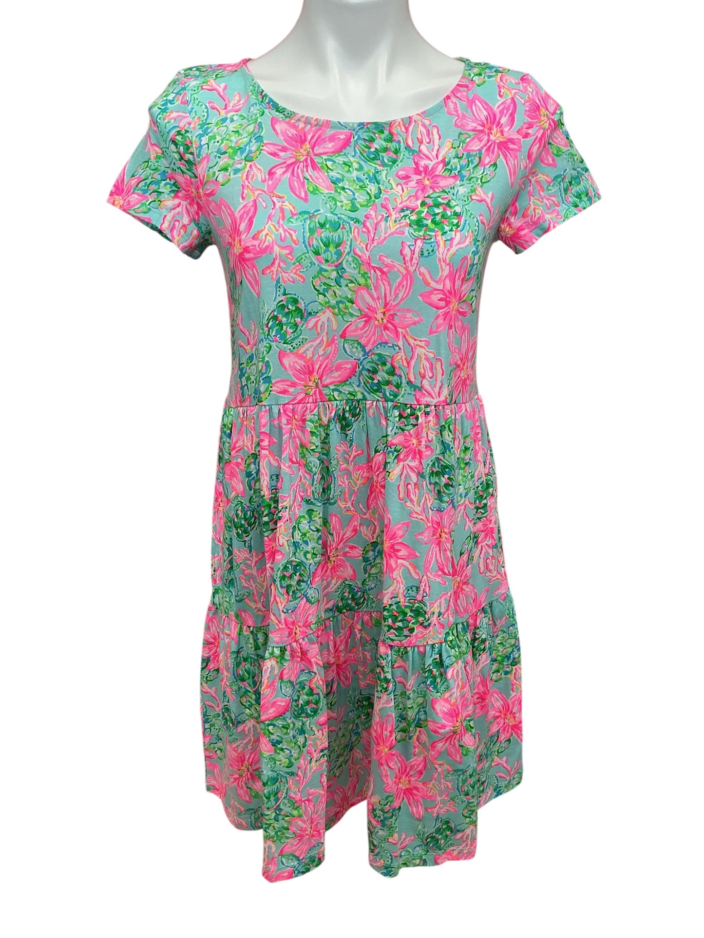 Lilly Pulitzer NWT Geanna Short-Sleeve Dress Surf Blue So Shellegant - Size S