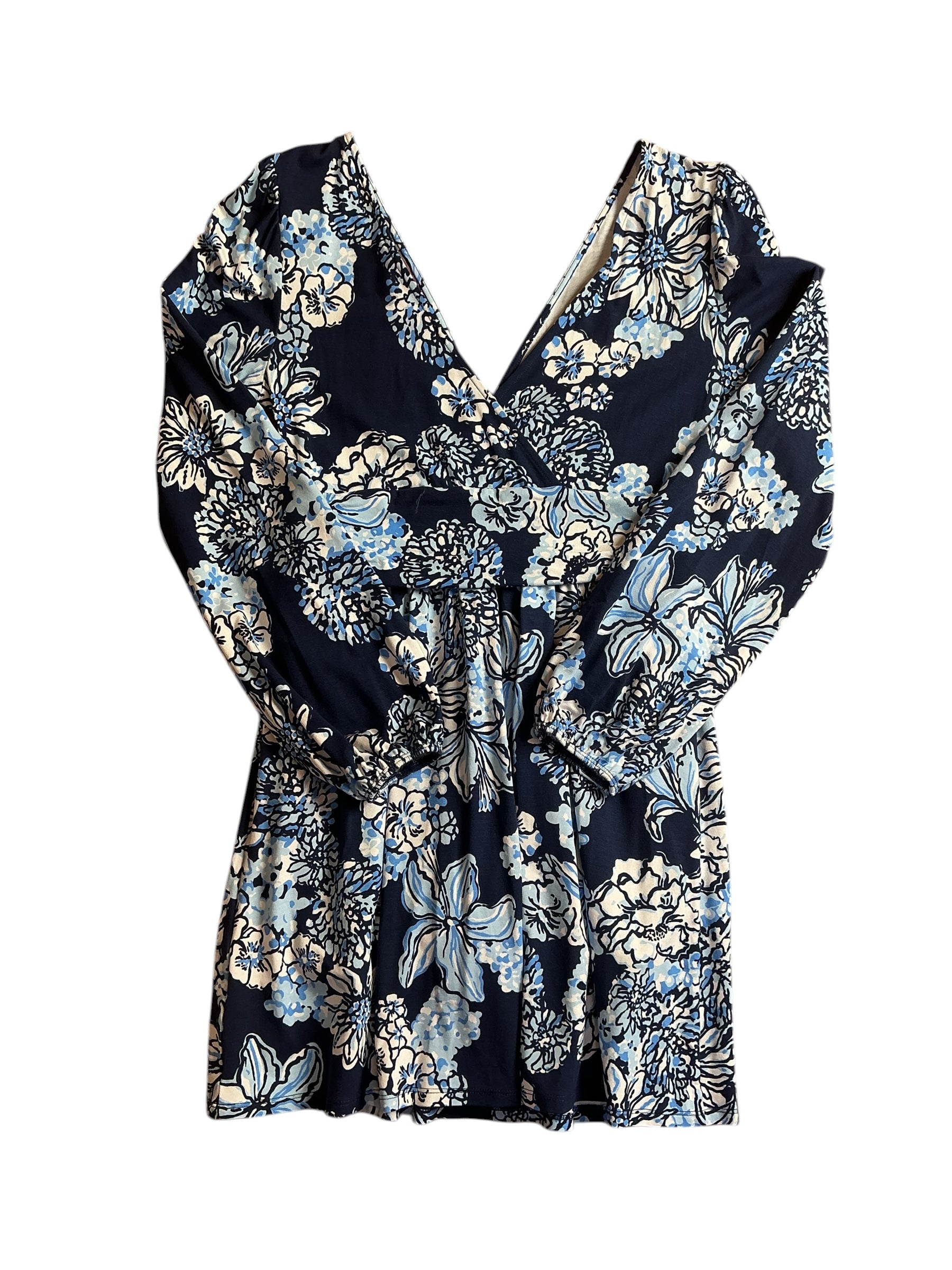 Lilly Pulitzer Long Sleeved Romper - Low Tide Navy Bouquet All Day - Size S