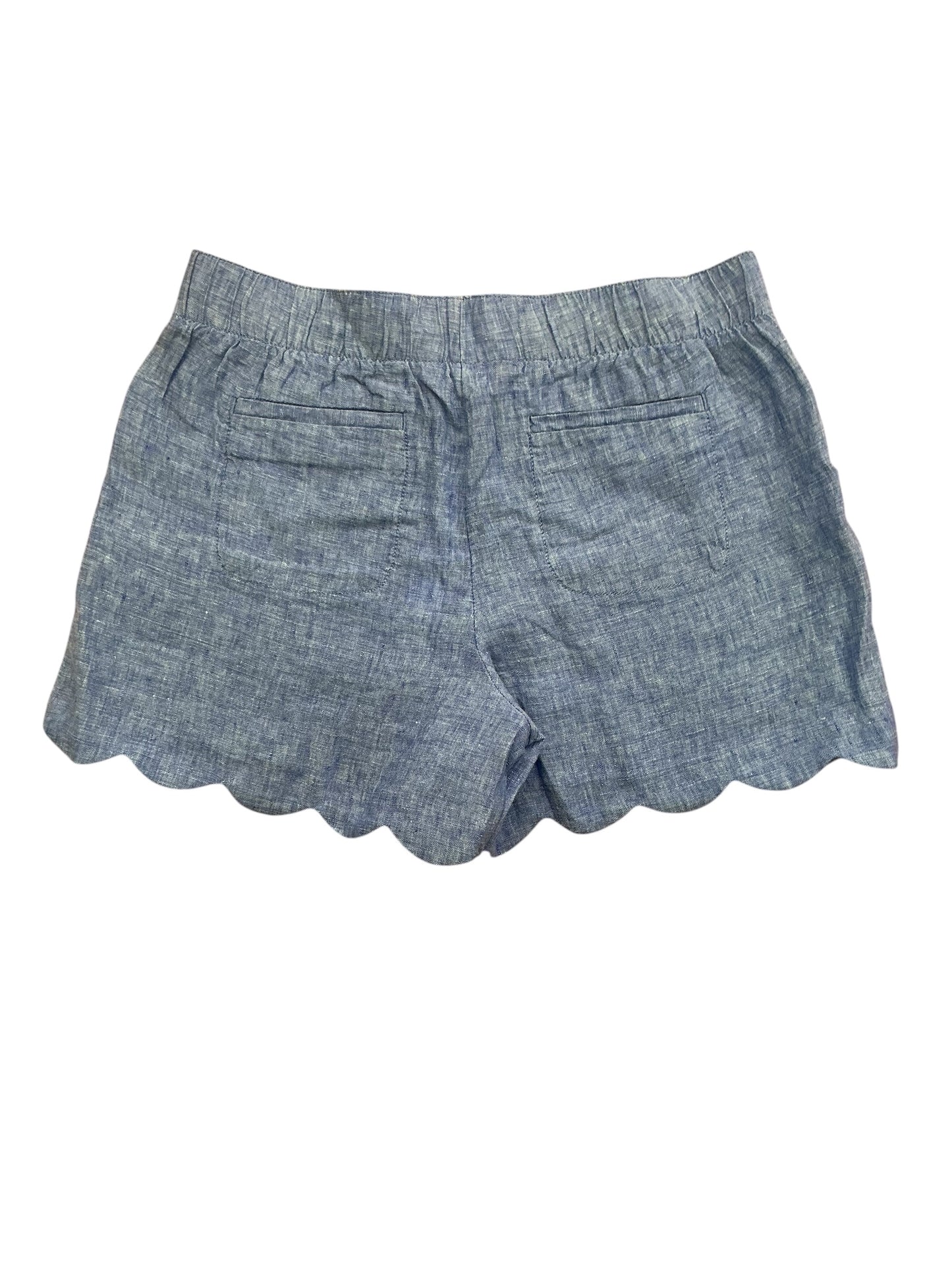 Lilly Pulitzer NWT Brea Linen Scallop Shorts Beckon Blue X Sea Salt Blue - Size M