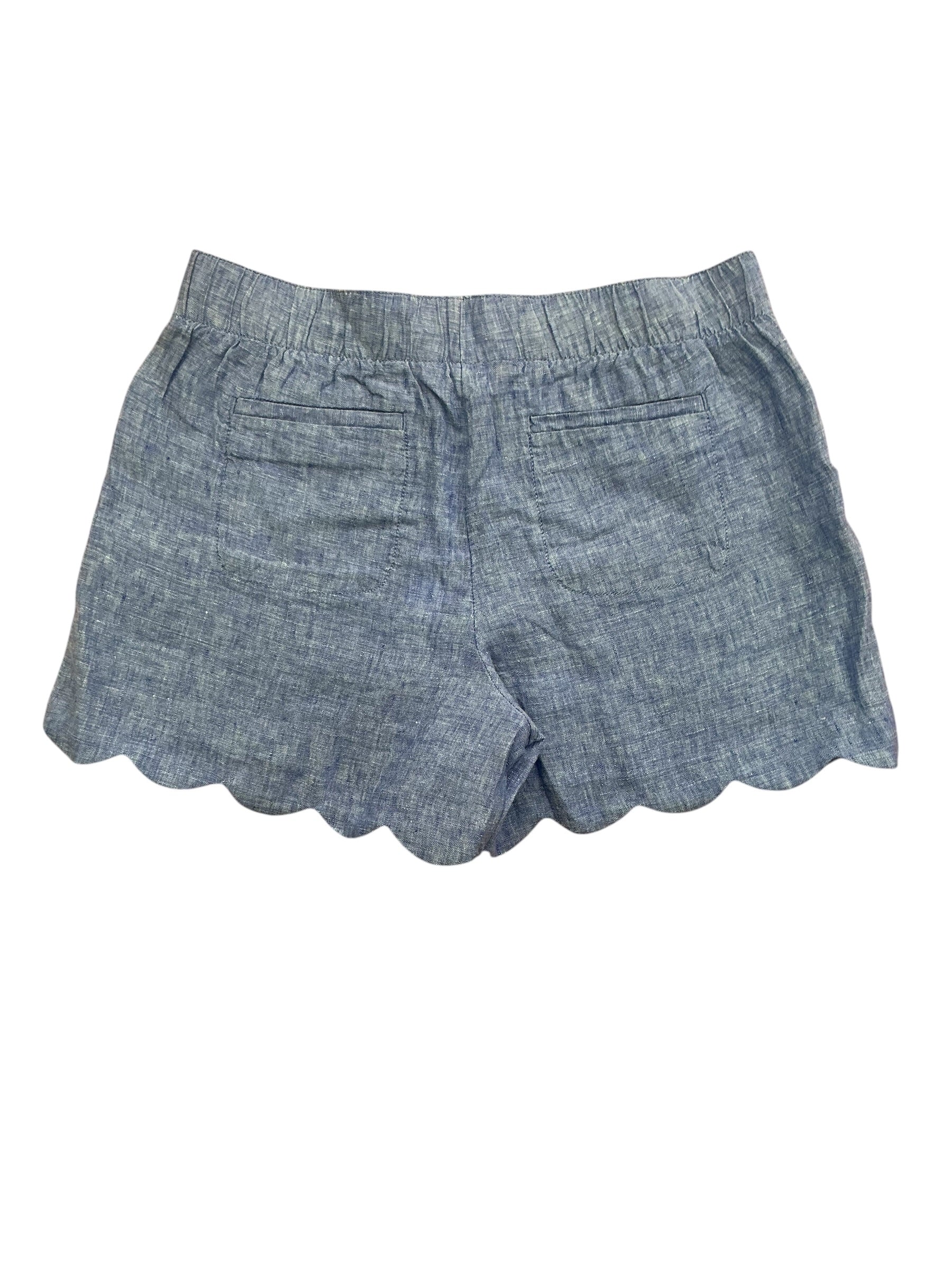 Lilly Pulitzer NWT Brea Linen Scallop Shorts Beckon Blue X Sea Salt Blue - Size M