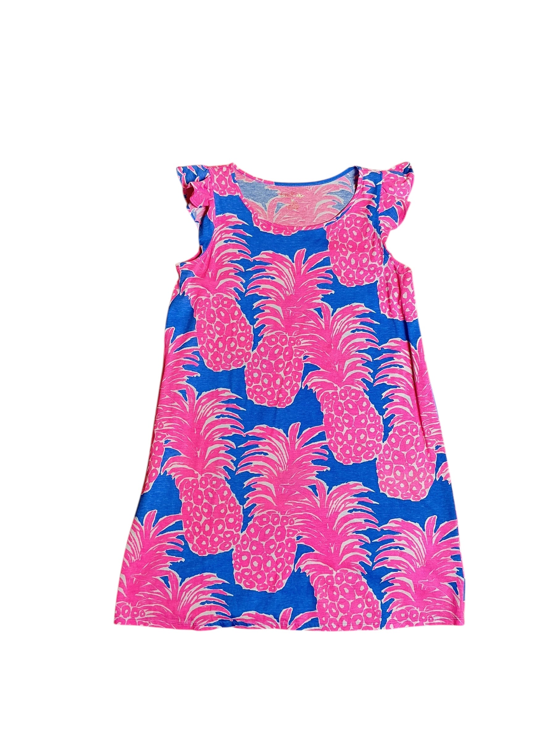 Lilly Pulitzer Girls' Big Ella Dress Blue Haven Little Flamenco - Size XL 12-14