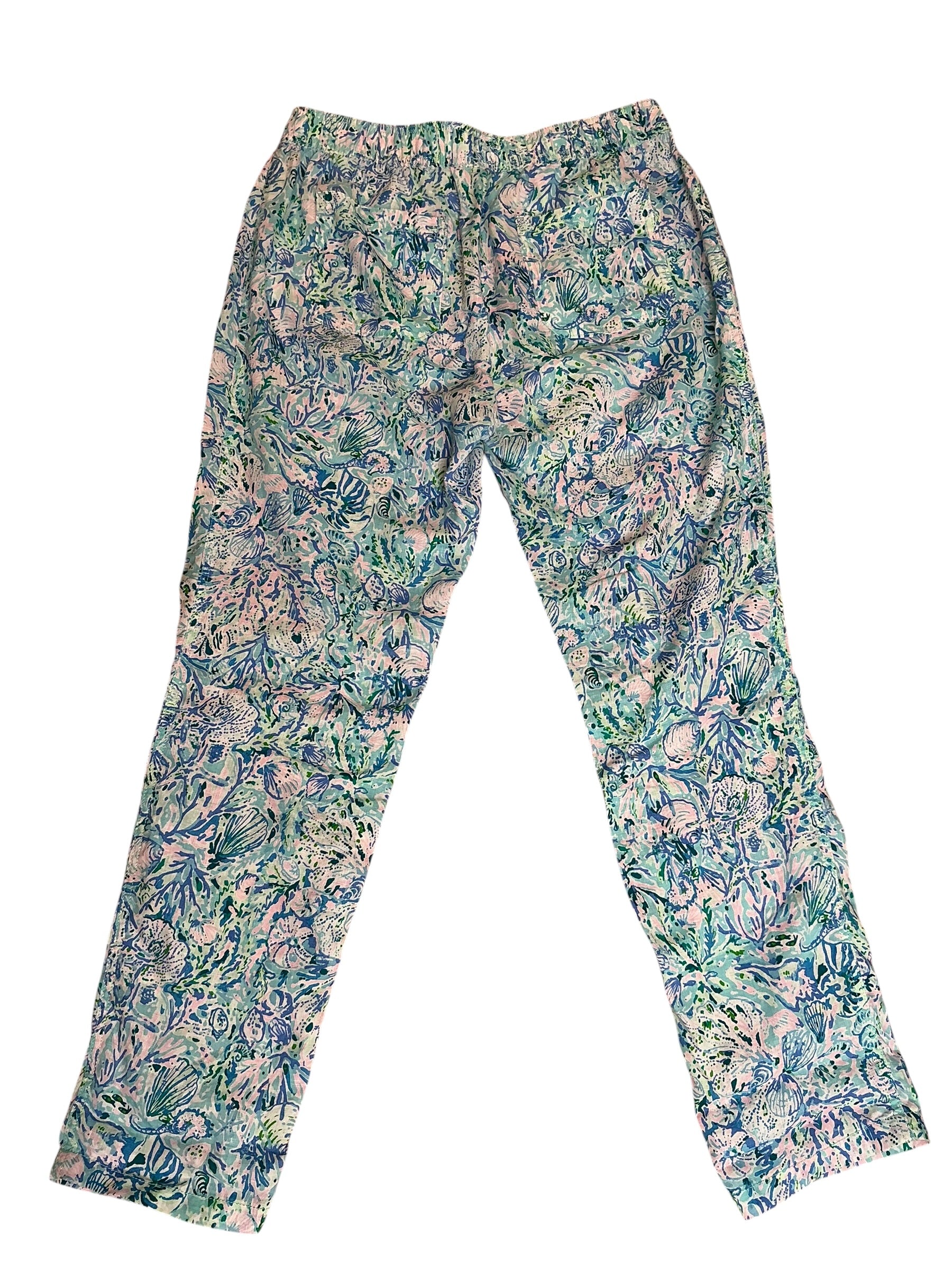 Lilly Pulitzer Taron Mid-Rise Linen Pants Surf Blue Soleil It On Me - Size M