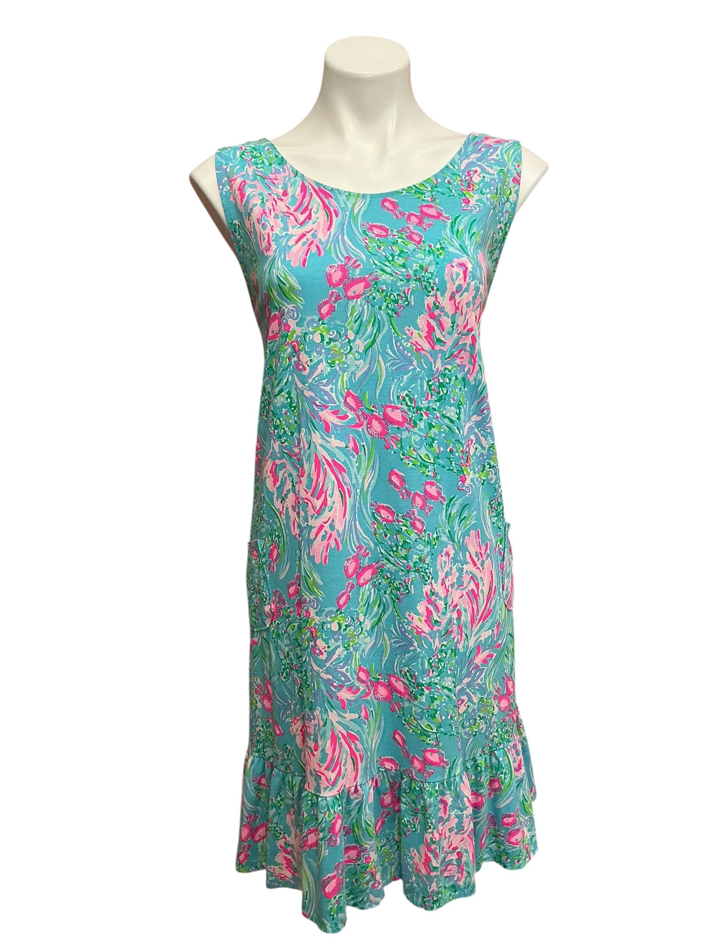 Lilly Pulitzer Kristen Swing Dress Amalfi Blue Best Fishes - Size XXL