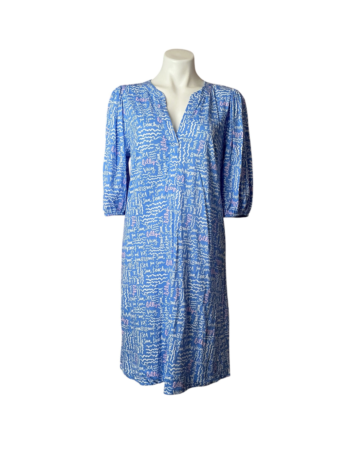 Lilly Pulitzer Colson Dress Sunwashed Blue Seacrets - Size M