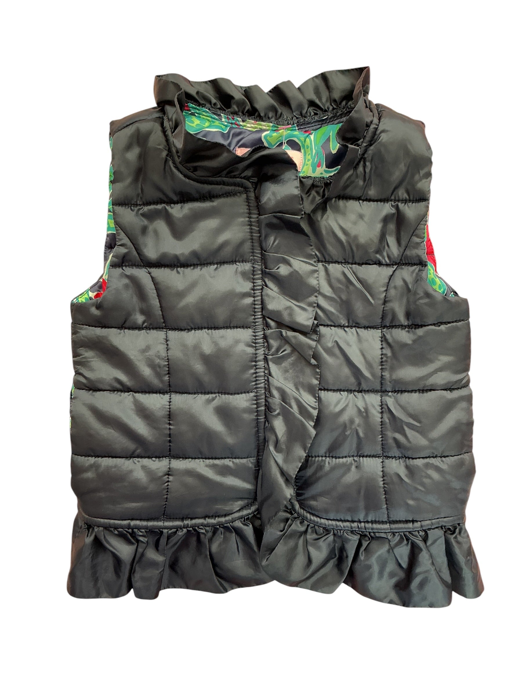 Lilly Pulitzer Kids Girls Carlee Reversible Puffer Vest Squeeze Me - Size XS 2-3