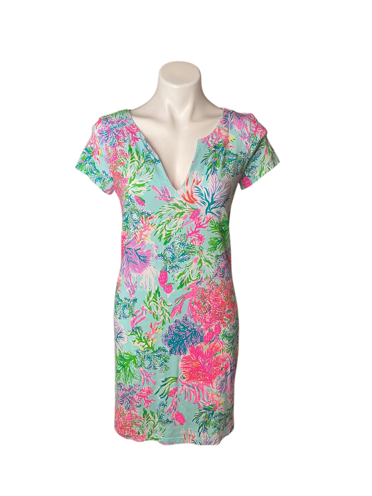 Lilly Pulitzer Sophiletta Short Sleeve Dress Celestial Blue Cay To My Heart - Size S