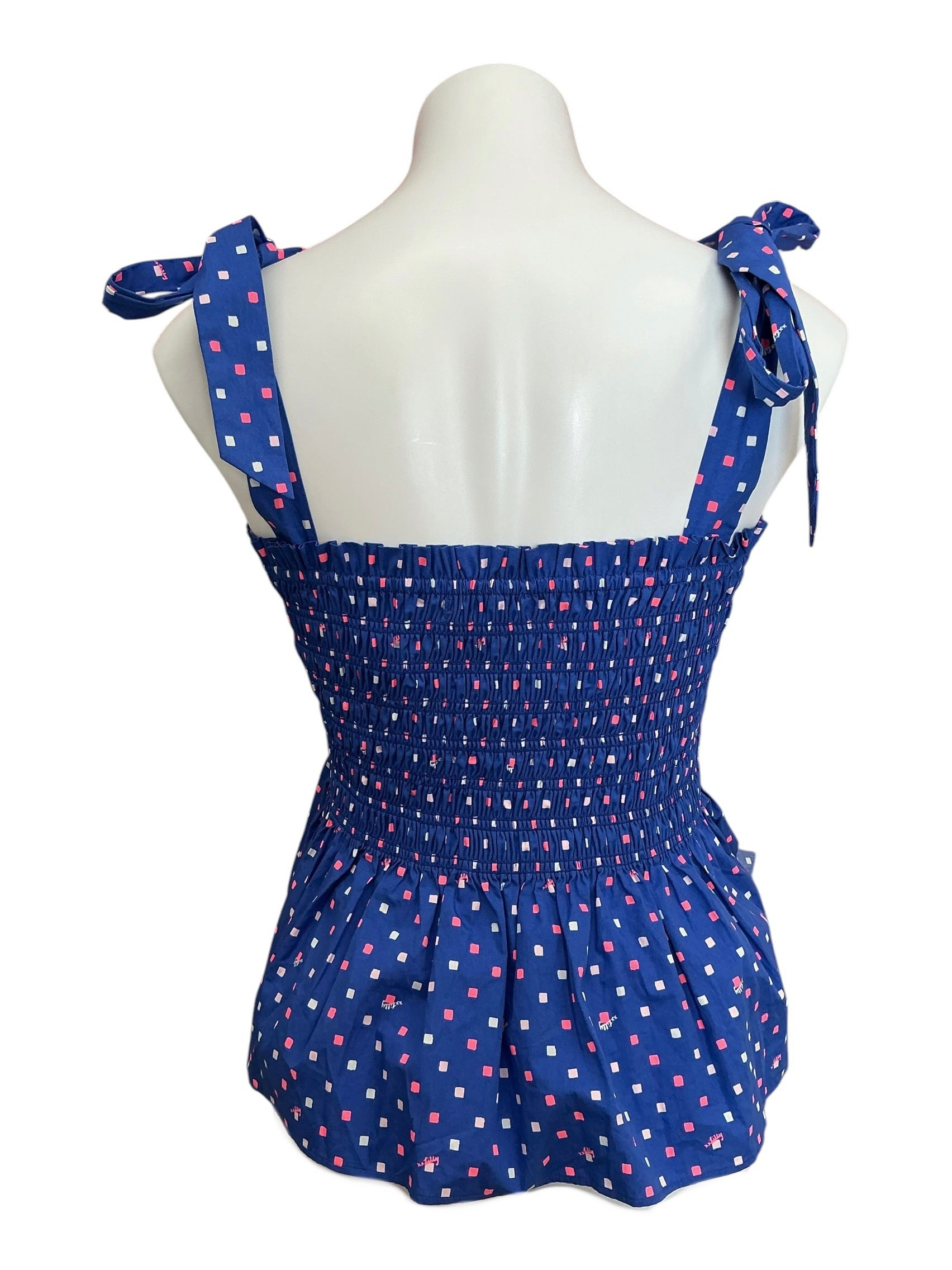 Lilly Pulitzer Rivera Smocked Top Borealis Blue Lilly Squared - Size L
