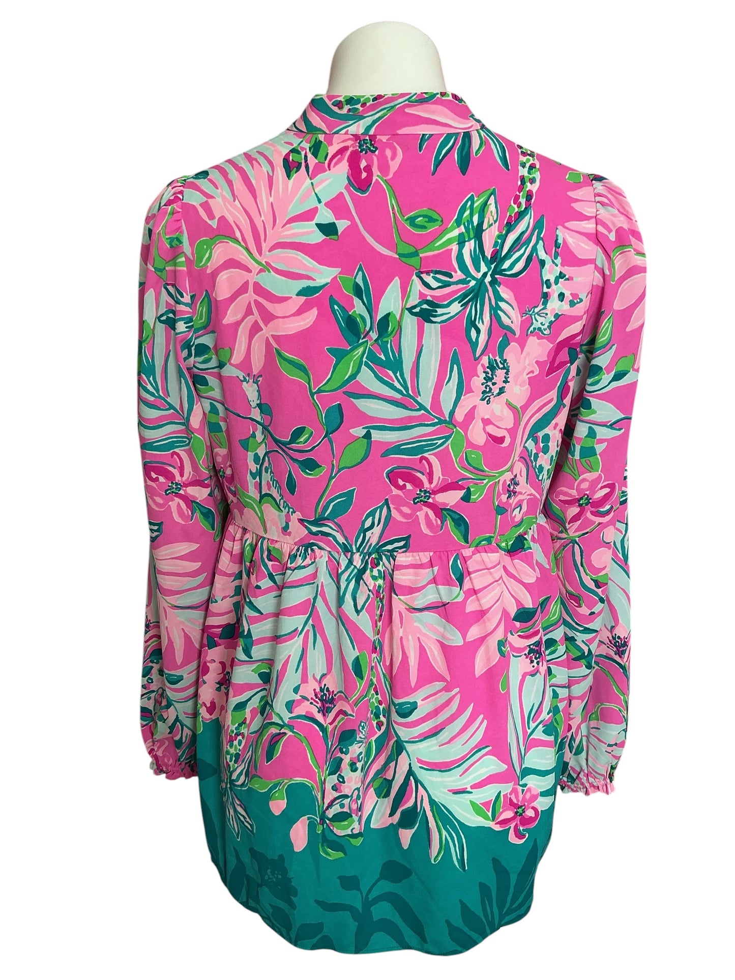 Lilly Pulitzer Winona Stretch Tunic Top Plumeria Pink I’m Feline Fine - Size S