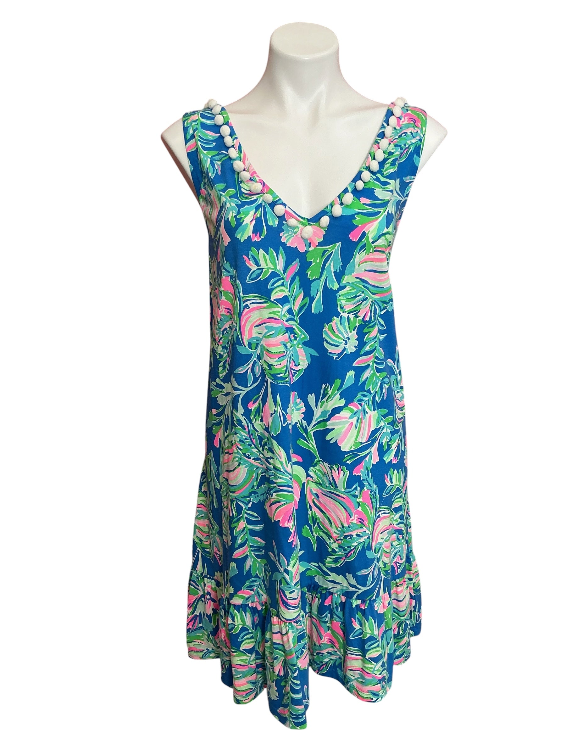 Lilly Pulitzer Camilla Swing Dress Blue Flare Fancy Fins - Size XL
